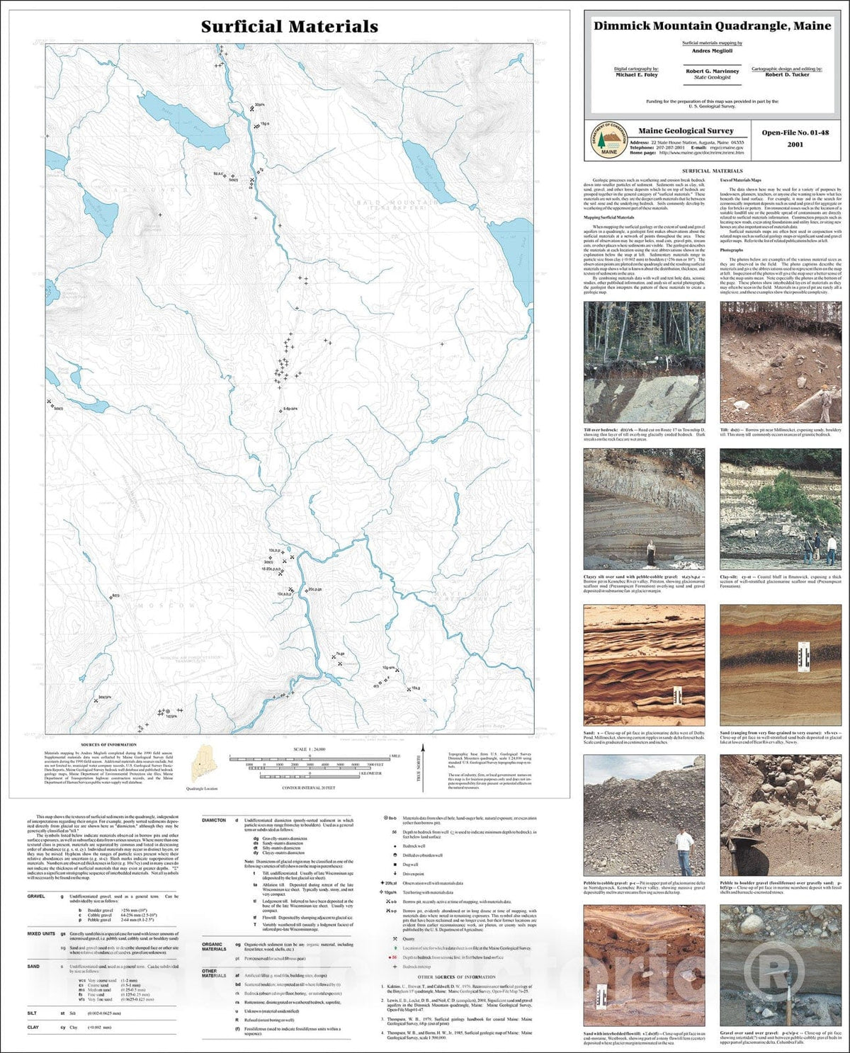 Map : Surficial Materials in the Dimmick Mountain Quadrangle, Maine, 2001 Cartography Wall Art :