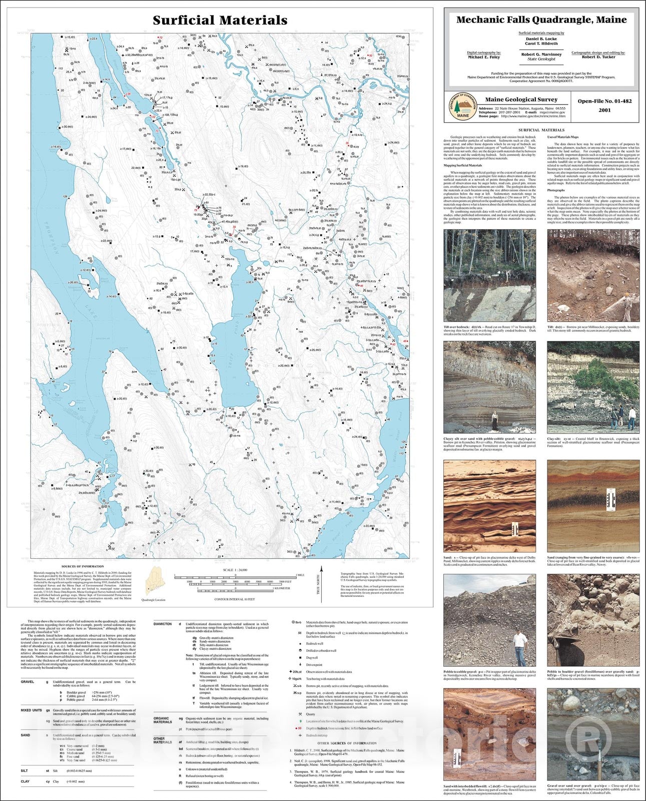Map : Surficial Materials in the Mechanic Falls Quadrangle, Maine, 2001 Cartography Wall Art :
