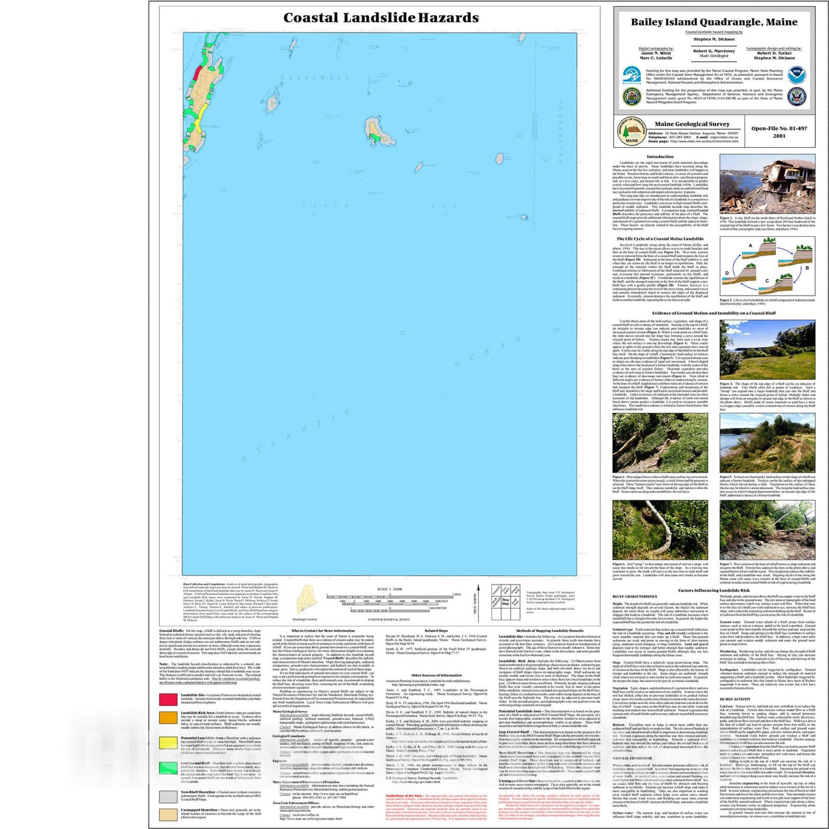 Map : Coastal Landslide Hazards in the Bailey Island Quadrangle, Maine, 2001 Cartography Wall Art :