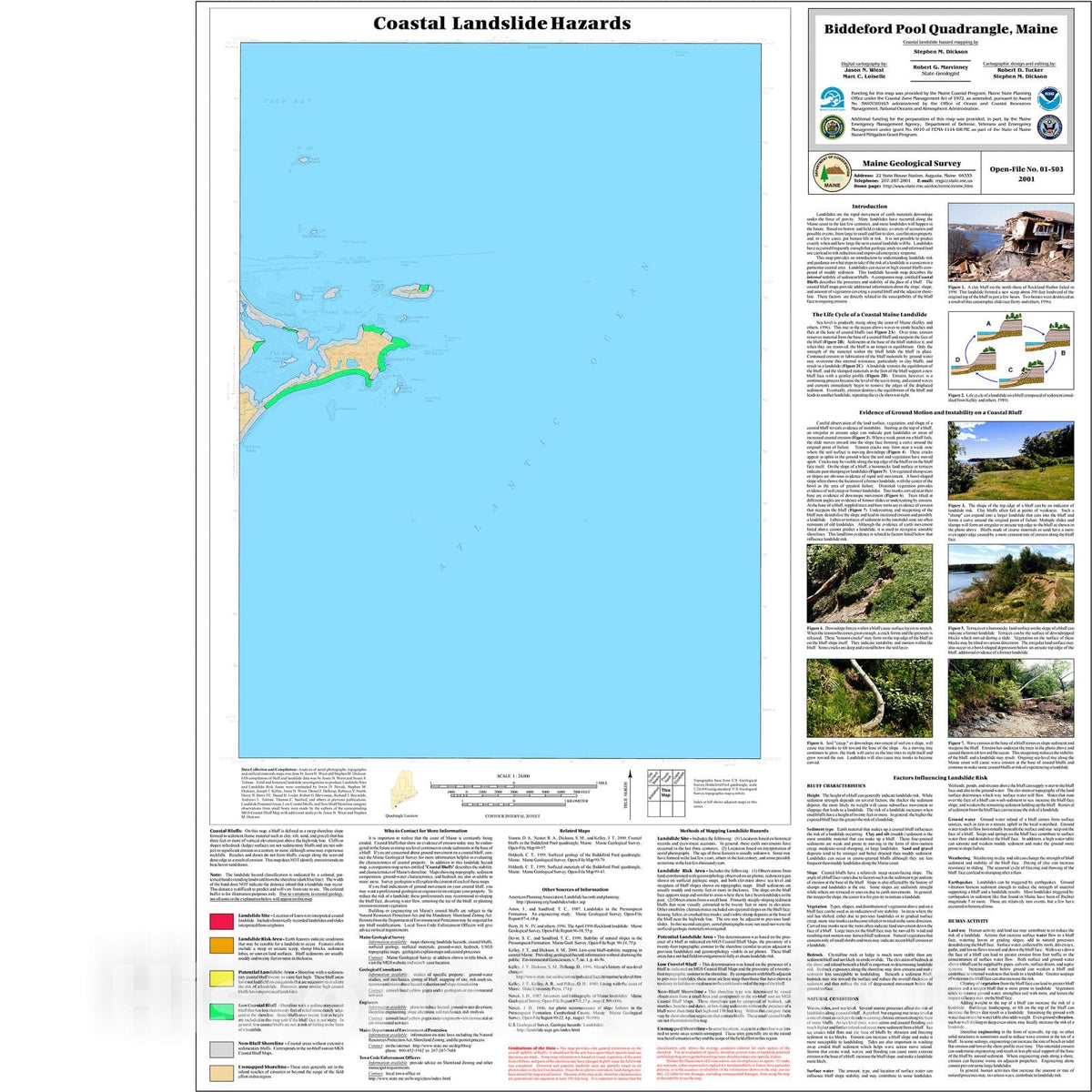 Map : Coastal Landslide Hazards in the Biddeford Pool Quadrangle, Maine, 2001 Cartography Wall Art :