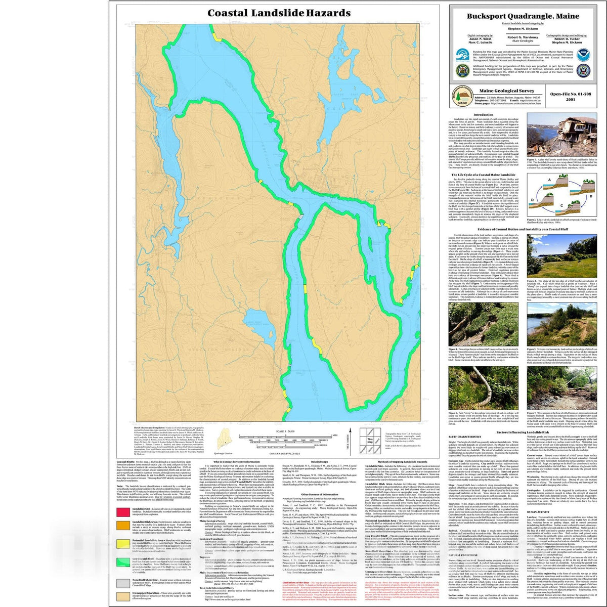 Map : Coastal Landslide Hazards in the Bucksport Quadrangle, Maine, 2001 Cartography Wall Art :
