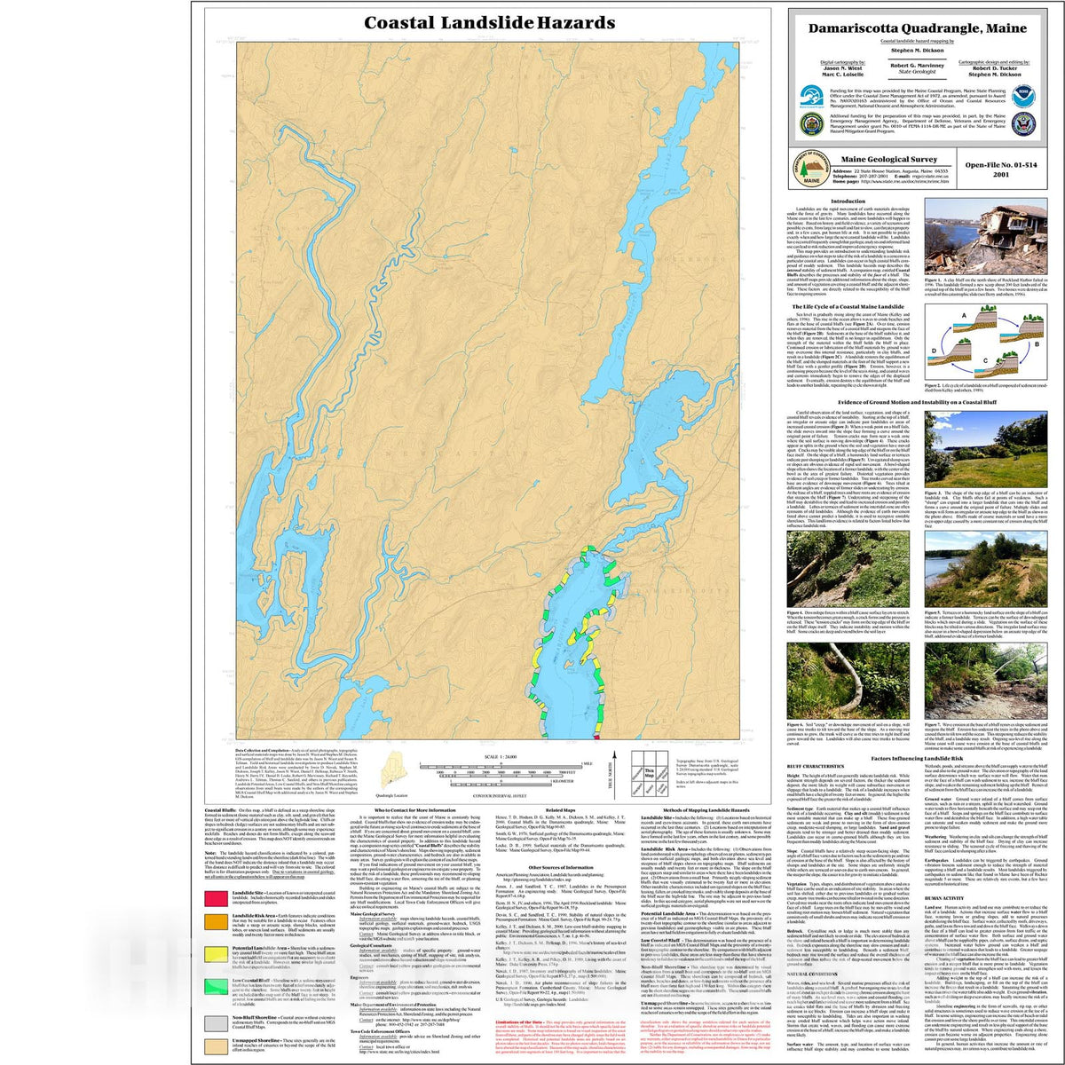 Map : Coastal Landslide Hazards in the Damariscotta Quadrangle, Maine, 2001 Cartography Wall Art :