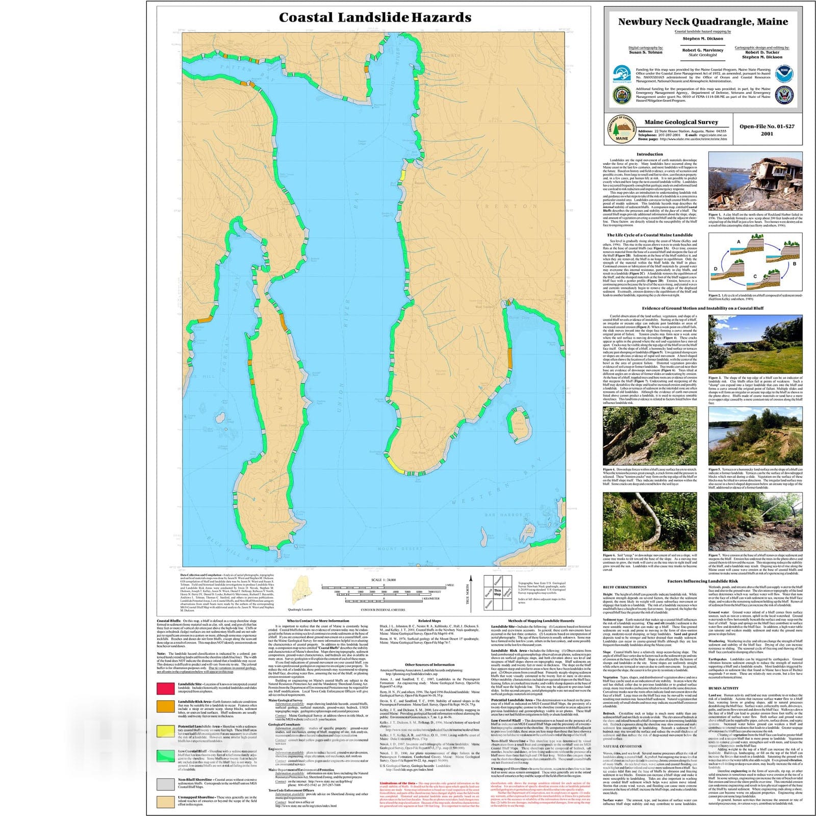 Map : Coastal Landslide Hazards in the Newbury Neck Quadrangle, Maine, 2001 Cartography Wall Art :