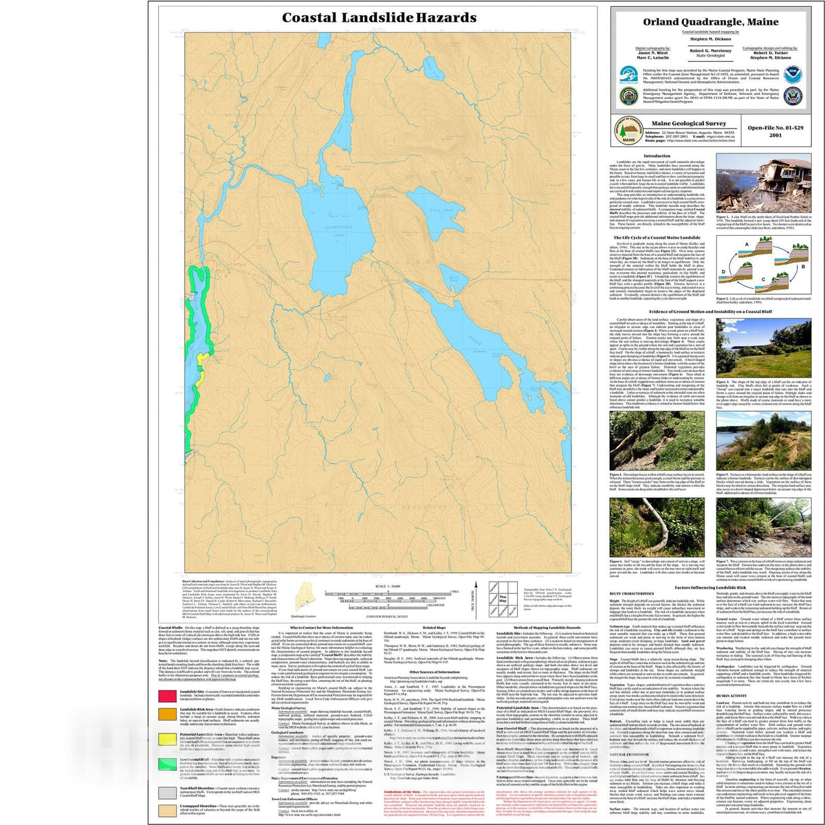 Map : Coastal Landslide Hazards in the Orland Quadrangle, Maine, 2001 Cartography Wall Art :