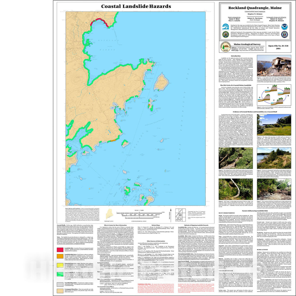 Map : Coastal Landslide Hazards in the Rockland Quadrangle, Maine, 2001 Cartography Wall Art :