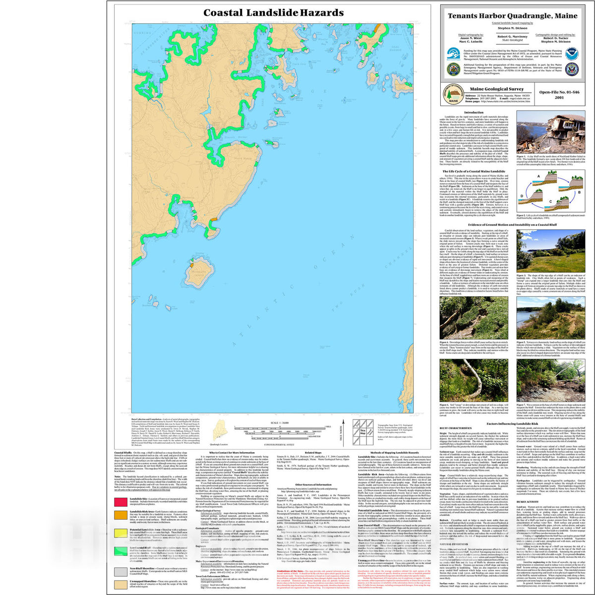 Map : Coastal Landslide Hazards in the Tenants Harbor Quadrangle, Maine, 2001 Cartography Wall Art :