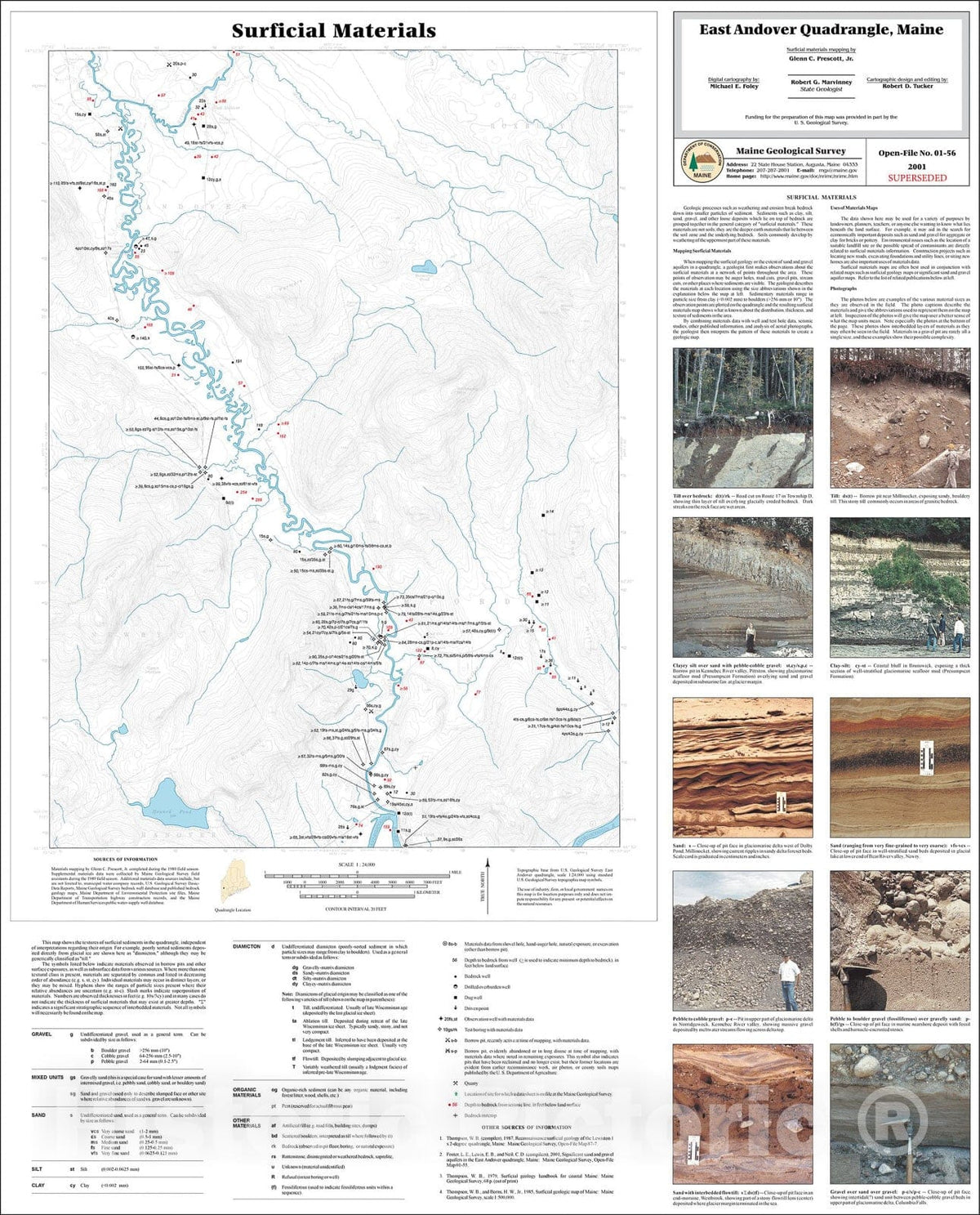 Map : Surficial Materials in the East Andover Quadrangle, Maine , 2001 Cartography Wall Art :