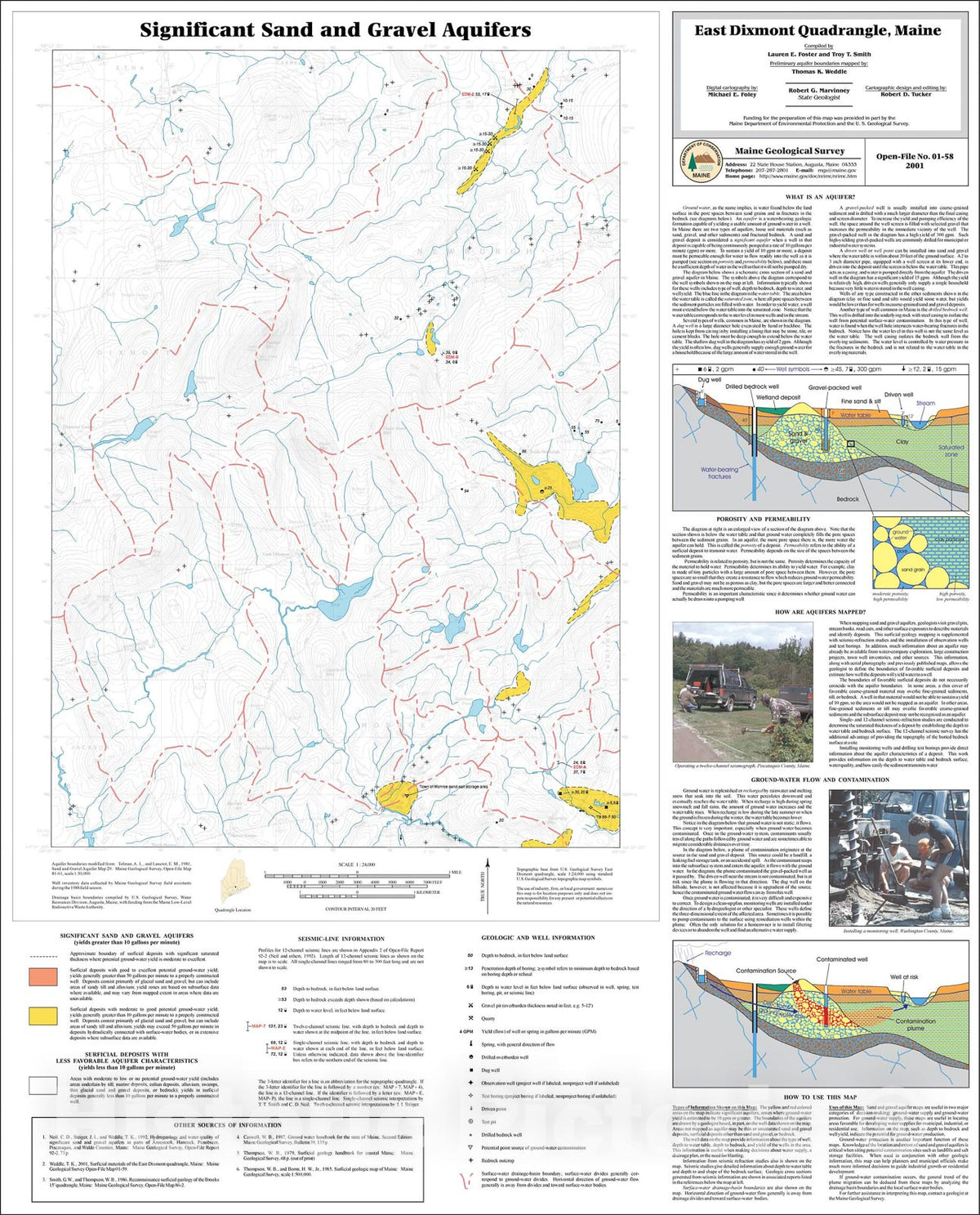 Map : Significant Sand and Gravel Aquifers in the East Dixmont Quadrangle, Maine, 2001 Cartography Wall Art :
