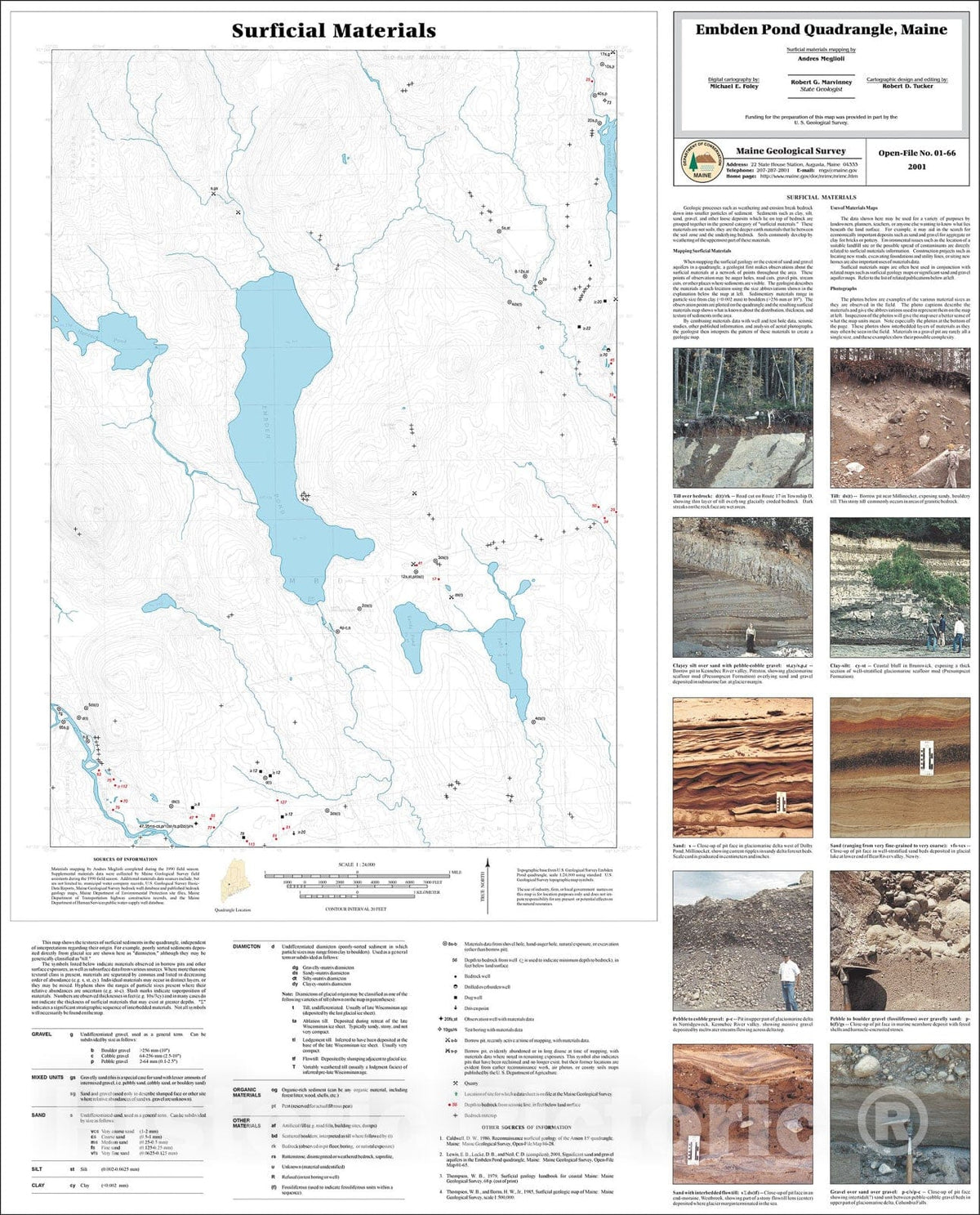 Map : Surficial Materials in the Embden Pond Quadrangle, Maine, 2001 Cartography Wall Art :