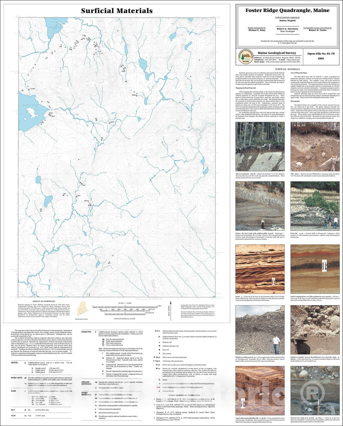 Map : Surficial Materials in the Foster Ridge Quadrangle, Maine, 2001 Cartography Wall Art :