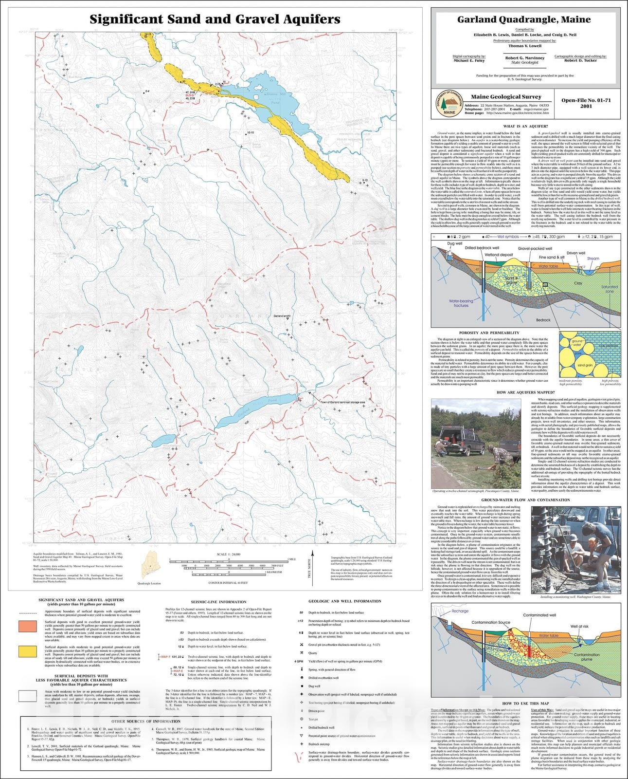 Map : Significant Sand and Gravel Aquifers in the Garland Quadrangle, Maine, 2001 Cartography Wall Art :