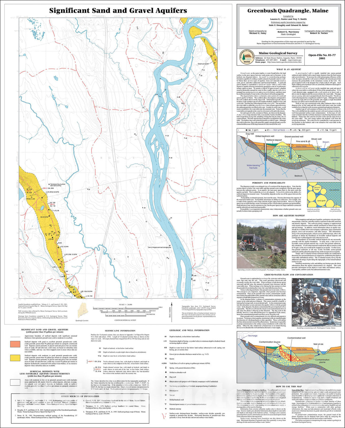Map : Significant Sand and Gravel Aquifers in the Greenbush Quadrangle, Maine, 2001 Cartography Wall Art :
