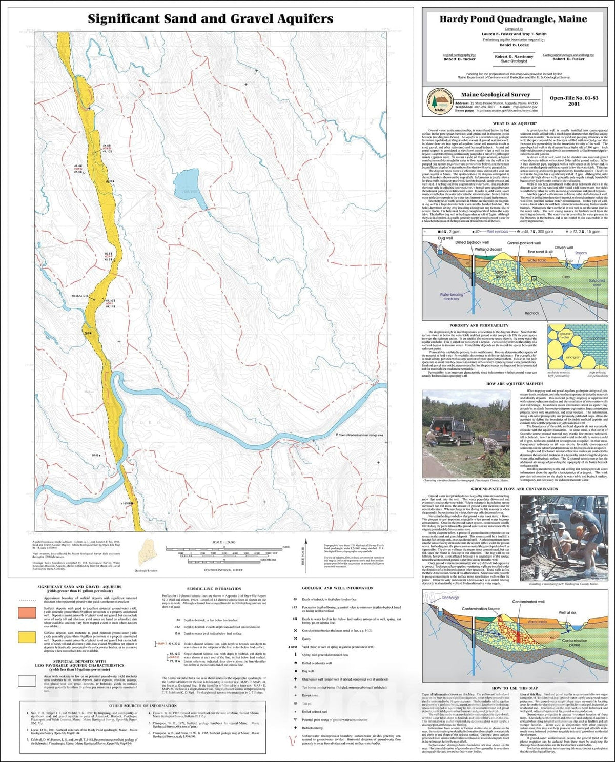 Map : Significant Sand and Gravel Aquifers in the Hardy Pond Quadrangle, Maine, 2001 Cartography Wall Art :