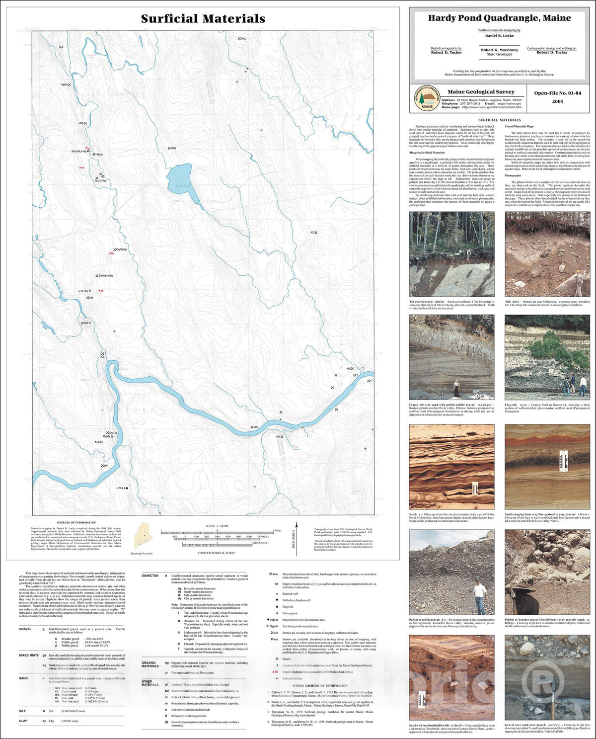 Map : Surficial Materials in the Hardy Pond Quadrangle, Maine, 2001 Cartography Wall Art :