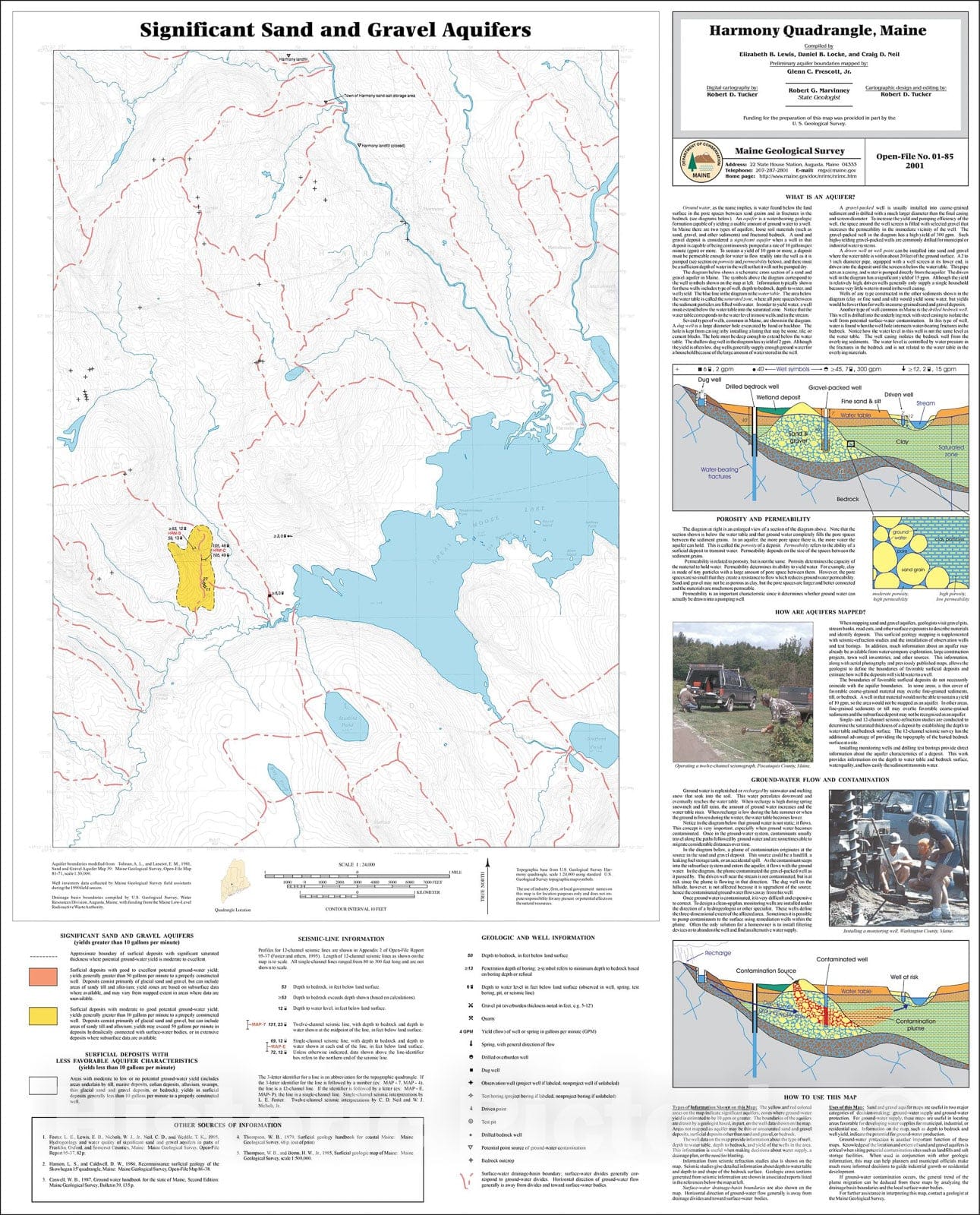 Map : Significant Sand and Gravel Aquifers in the Harmony Quadrangle, Maine, 2001 Cartography Wall Art :
