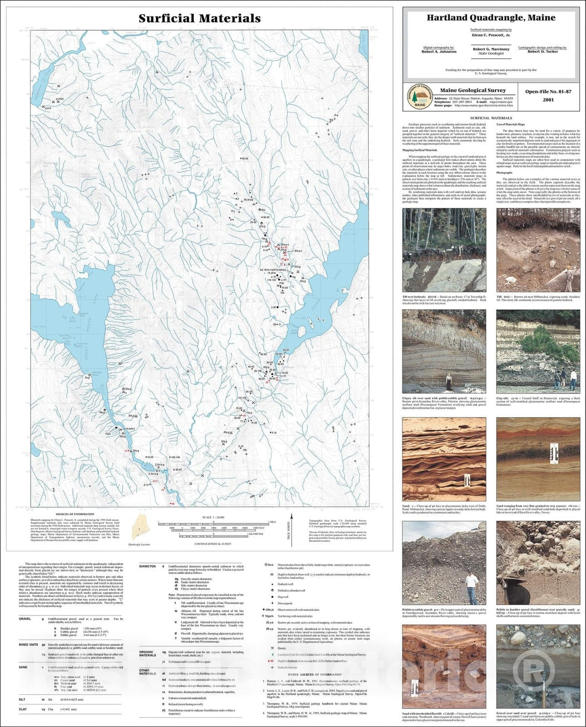 Map : Surficial Materials in the Hartland Quadrangle, Maine, 2001 Cartography Wall Art :