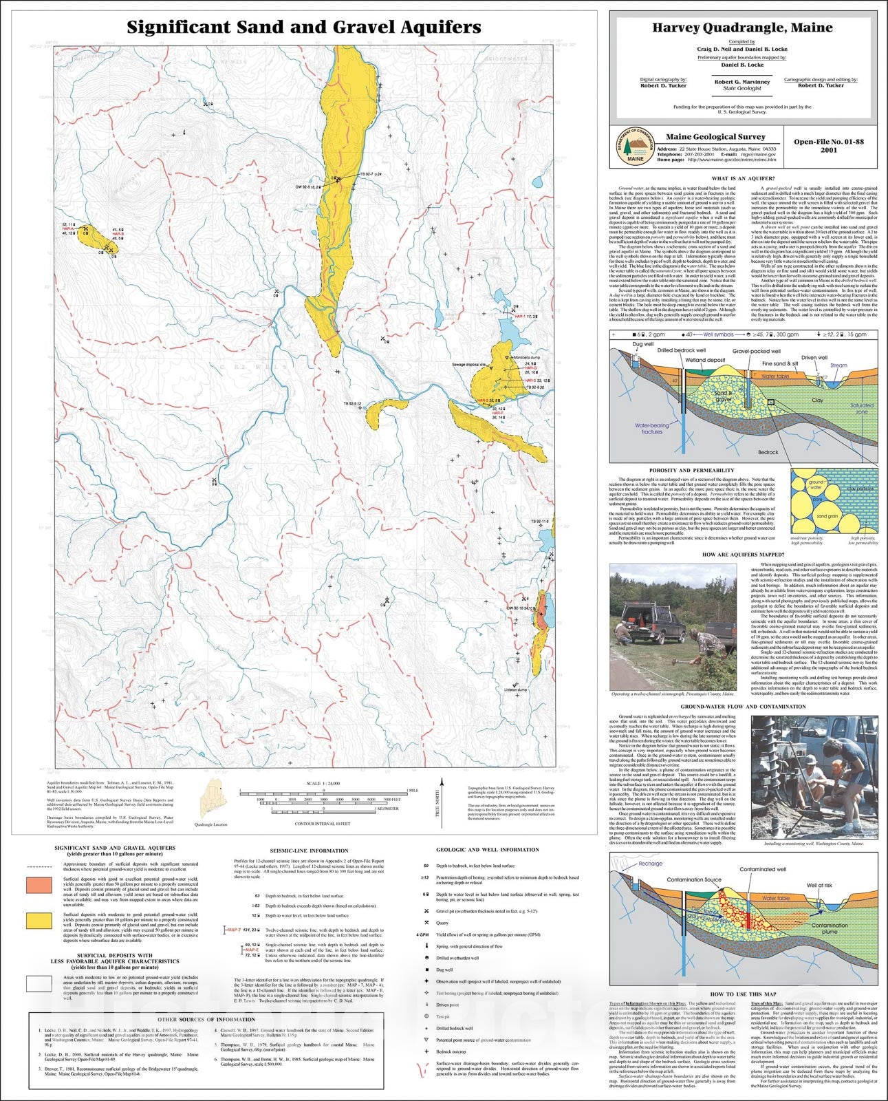 Map : Significant Sand and Gravel Aquifers in the Harvey Quadrangle, Maine, 2001 Cartography Wall Art :