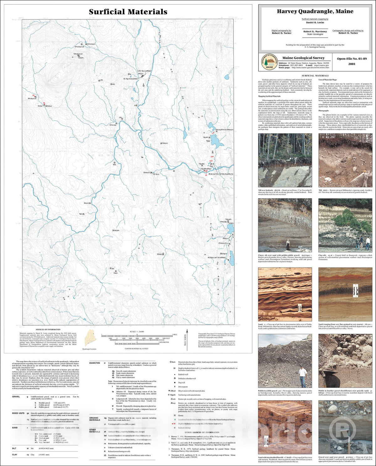 Map : Surficial Materials in the Harvey Quadrangle, Maine, 2001 Cartography Wall Art :