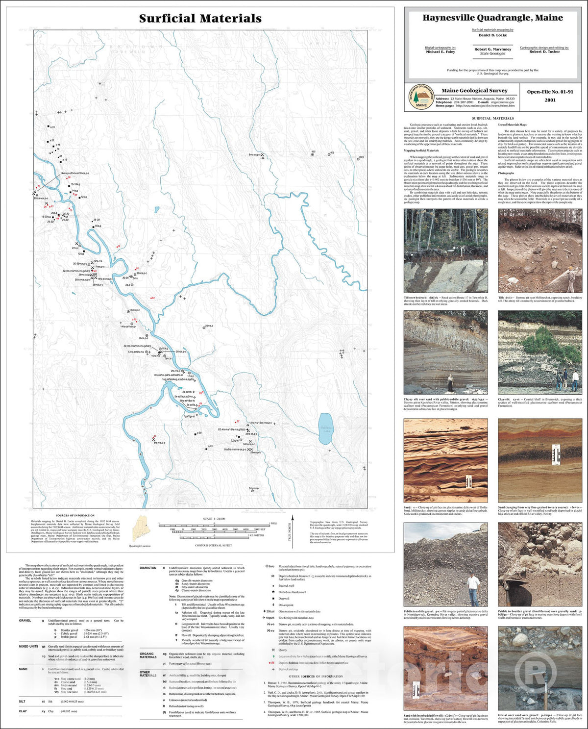 Map : Surficial Materials in the Haynesville Quadrangle, Maine, 2001 Cartography Wall Art :