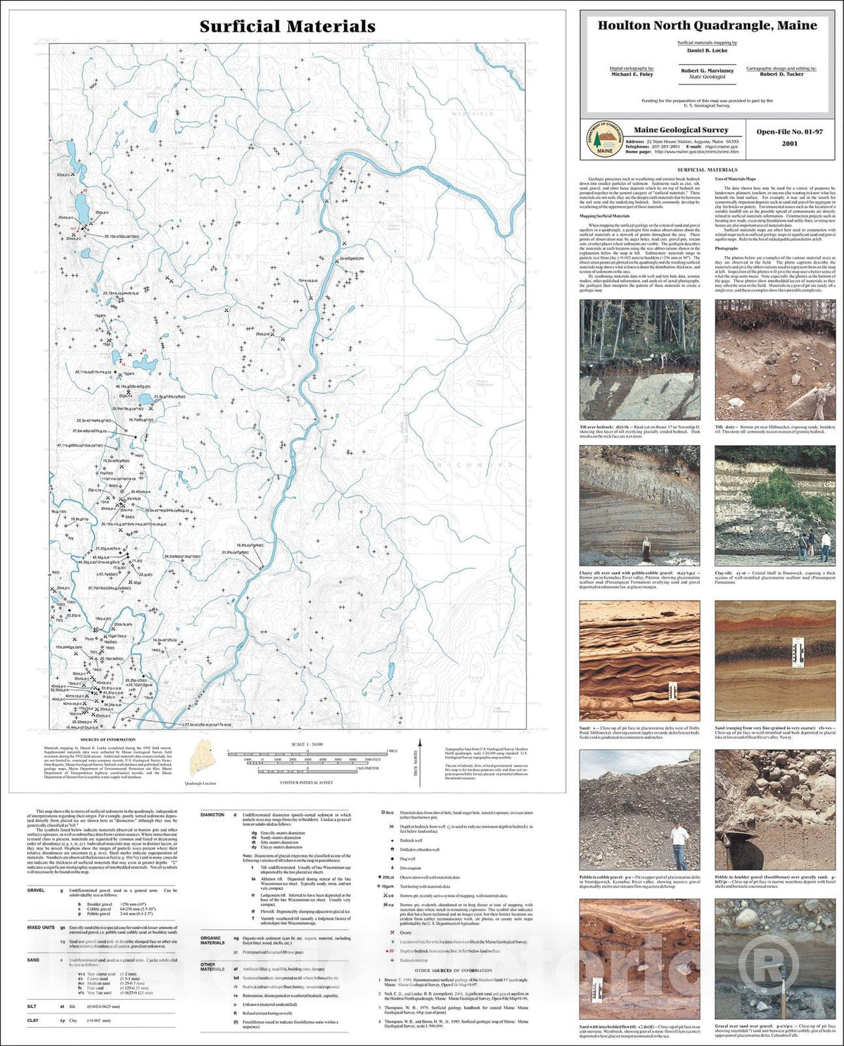 Map : Surficial Materials in the Houlton North Quadrangle, Maine, 2001 Cartography Wall Art :