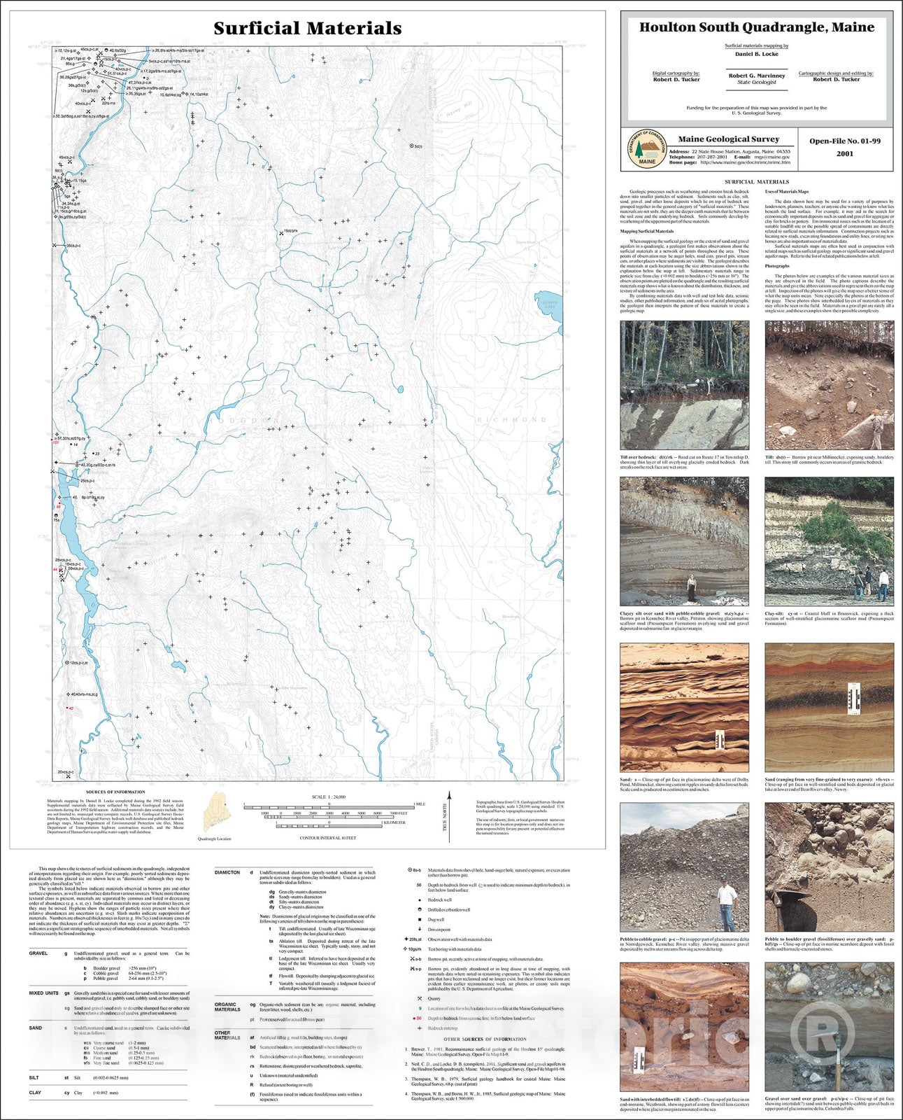 Map : Surficial Materials in the Houlton South Quadrangle, Maine, 2001 Cartography Wall Art :