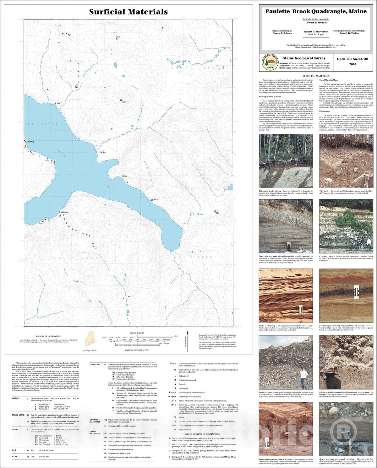 Map : Surficial Materials in the Paulette Brook Quadrangle, Maine, 2002 Cartography Wall Art :