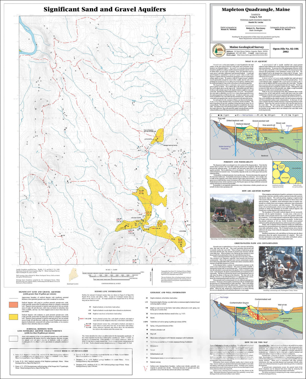 Map : Significant Sand and Gravel Aquifers in the Mapleton Quadrangle, Maine, 2002 Cartography Wall Art :