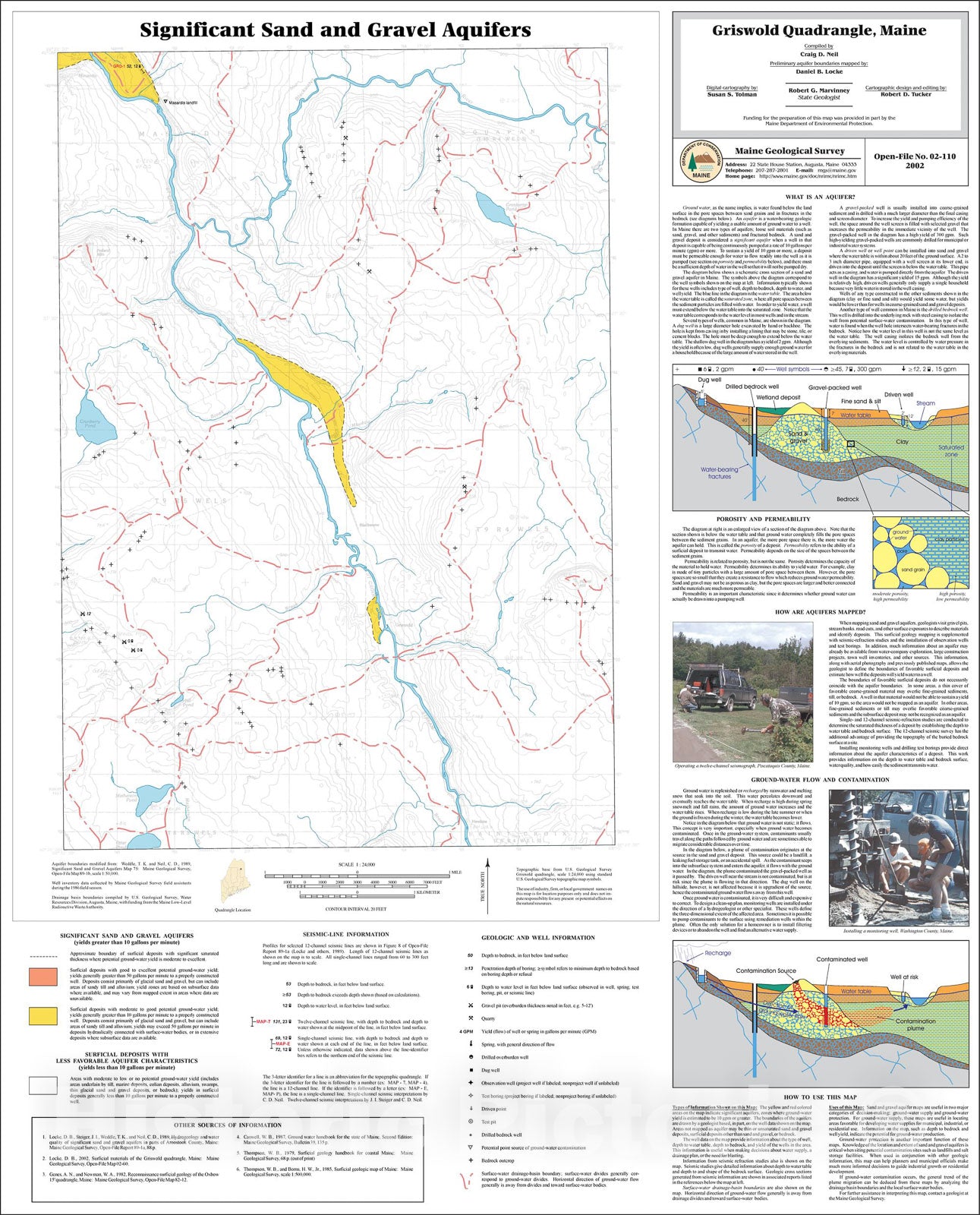 Map : Significant Sand and Gravel Aquifers in the Griswold Quadrangle, Maine, 2002 Cartography Wall Art :