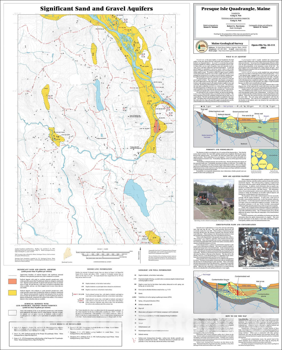 Map : Significant Sand and Gravel Aquifers in the Presque Isle Quadrangle, Maine, 2002 Cartography Wall Art :