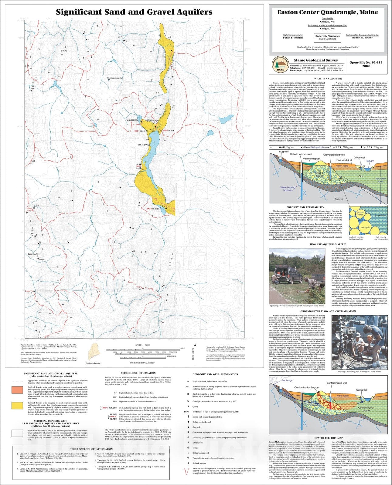 Map : Significant Sand and Gravel Aquifers in the Easton Center Quadrangle, Maine, 2002 Cartography Wall Art :