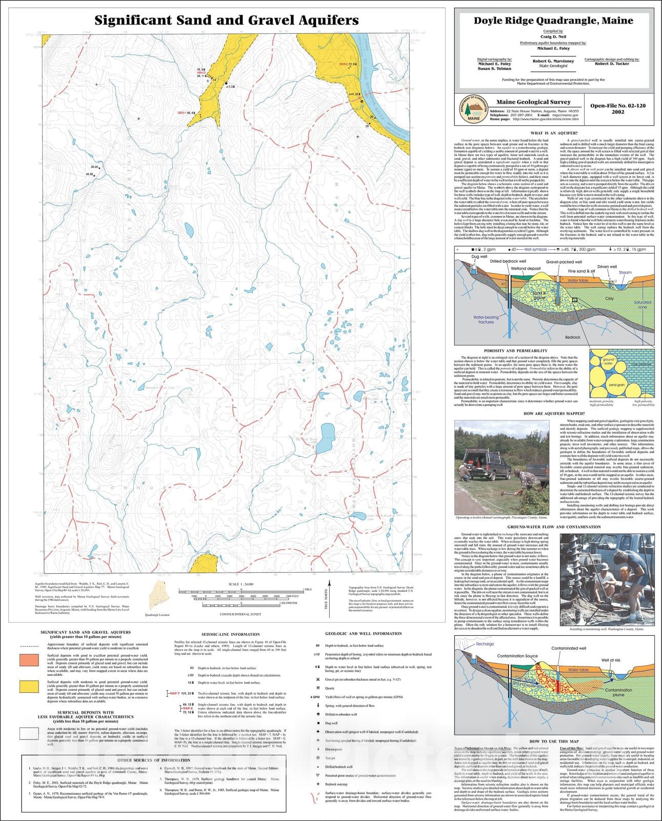 Map : Significant Sand and Gravel Aquifers in the Doyle Ridge Quadrangle, Maine, 2002 Cartography Wall Art :