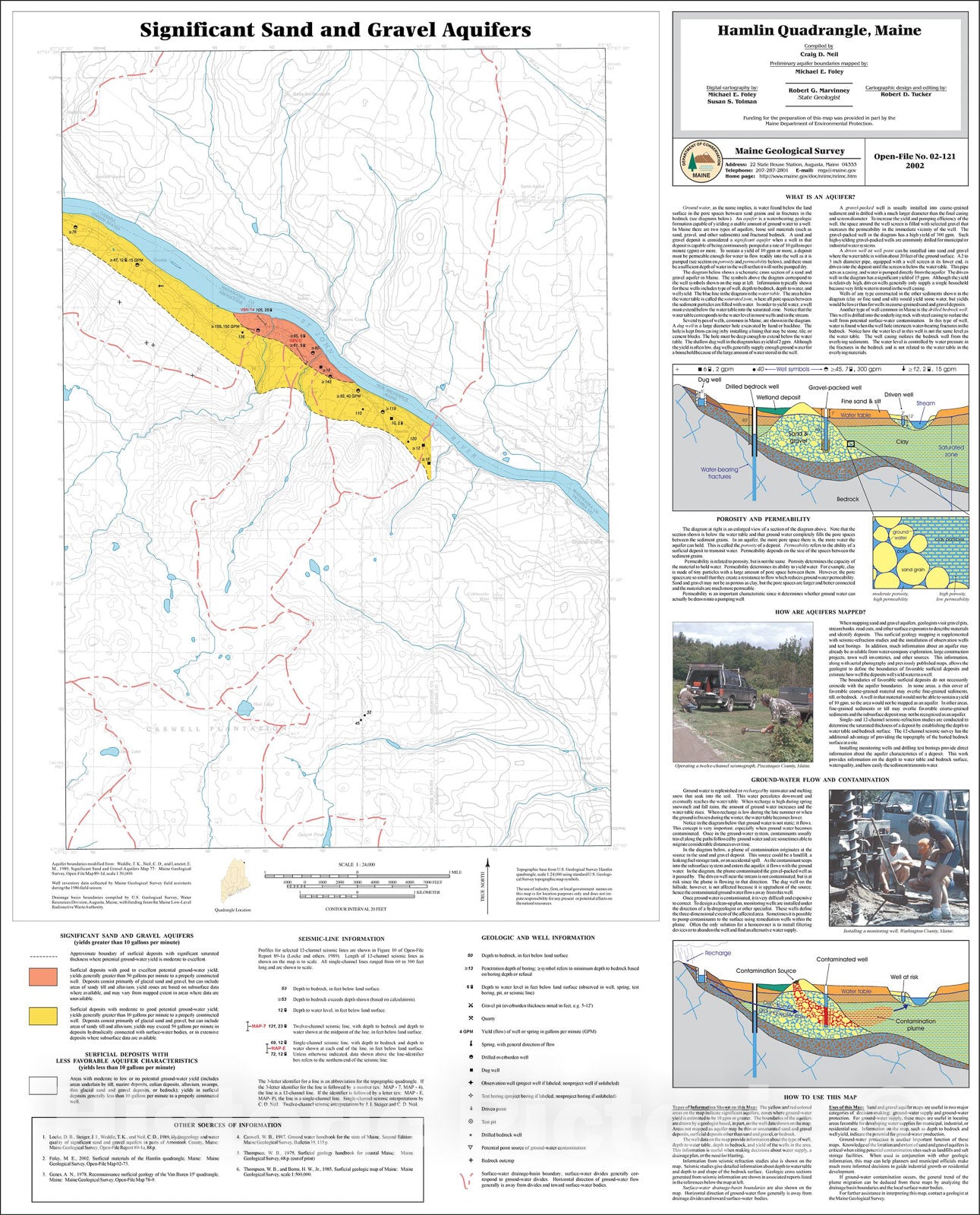 Map : Significant Sand and Gravel Aquifers in the Hamlin Quadrangle, Maine, 2002 Cartography Wall Art :