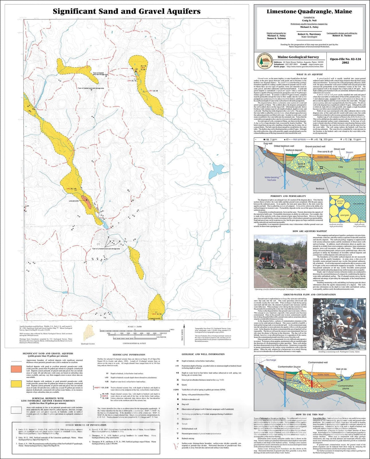 Map : Significant Sand and Gravel Aquifers in the Limestone Quadrangle, Maine, 2002 Cartography Wall Art :