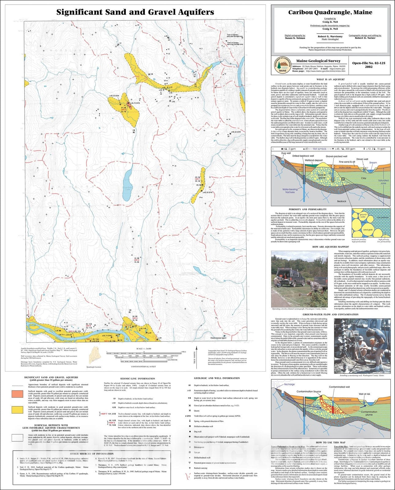 Map : Significant Sand and Gravel Aquifers in the Caribou Quadrangle, Maine, 2002 Cartography Wall Art :