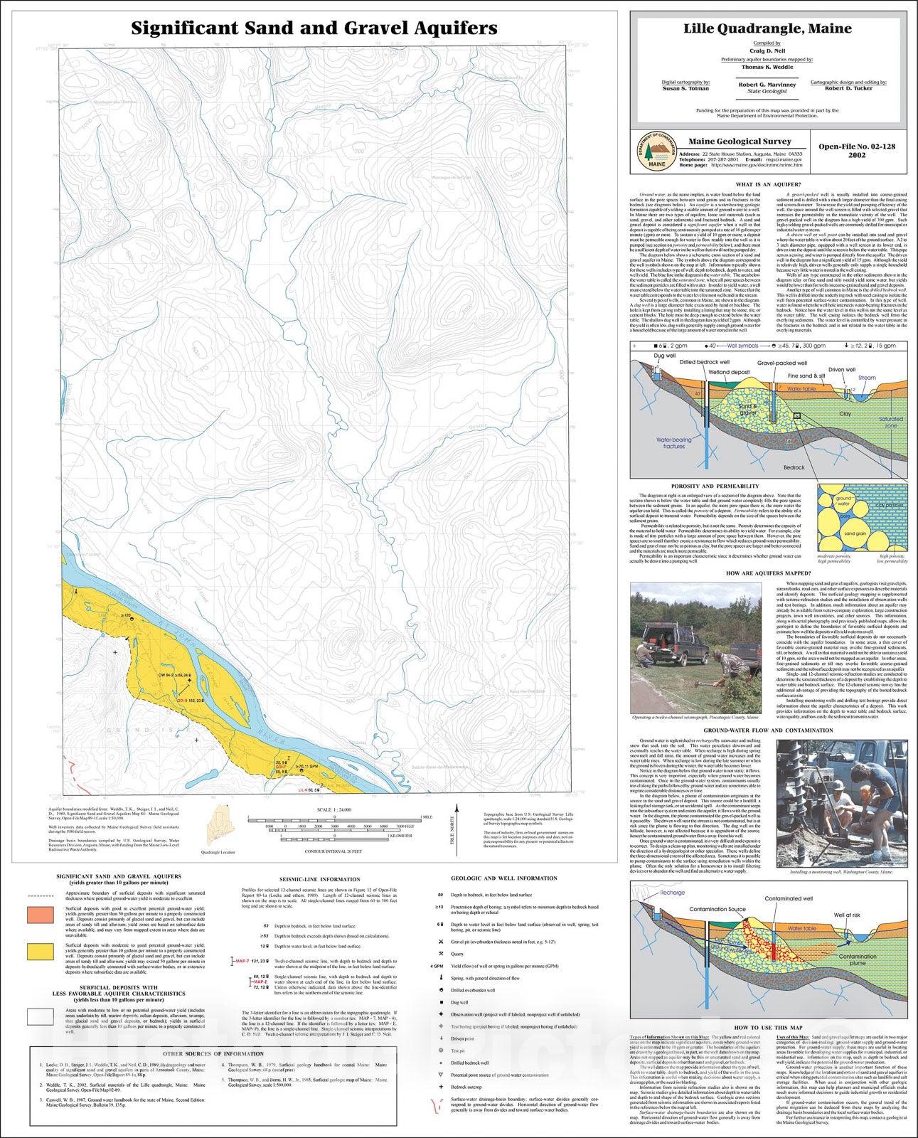 Map : Significant Sand and Gravel Aquifers in the Lille Quadrangle, Maine, 2002 Cartography Wall Art :