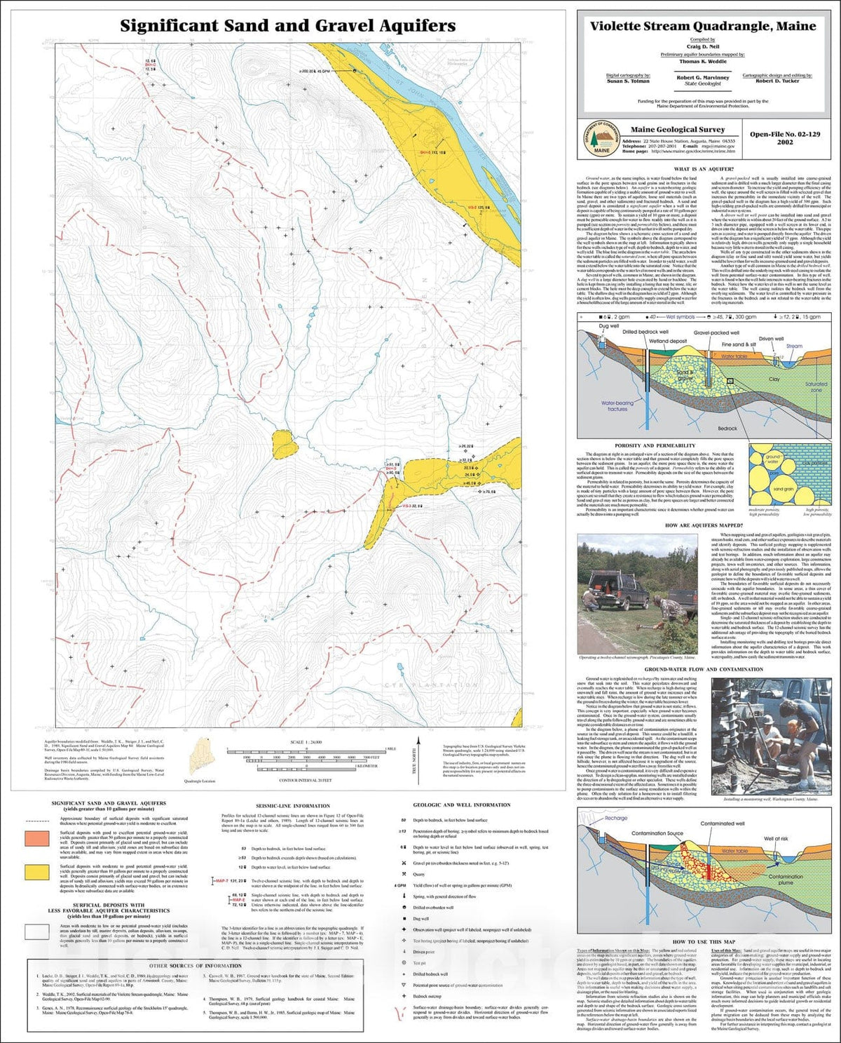 Map : Significant Sand and Gravel Aquifers in the Violette Stream Quadrangle, Maine, 2002 Cartography Wall Art :