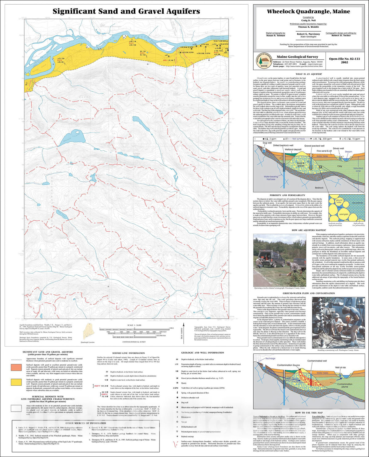 Map : Significant Sand and Gravel Aquifers in the Wheelock Quadrangle, Maine, 2002 Cartography Wall Art :