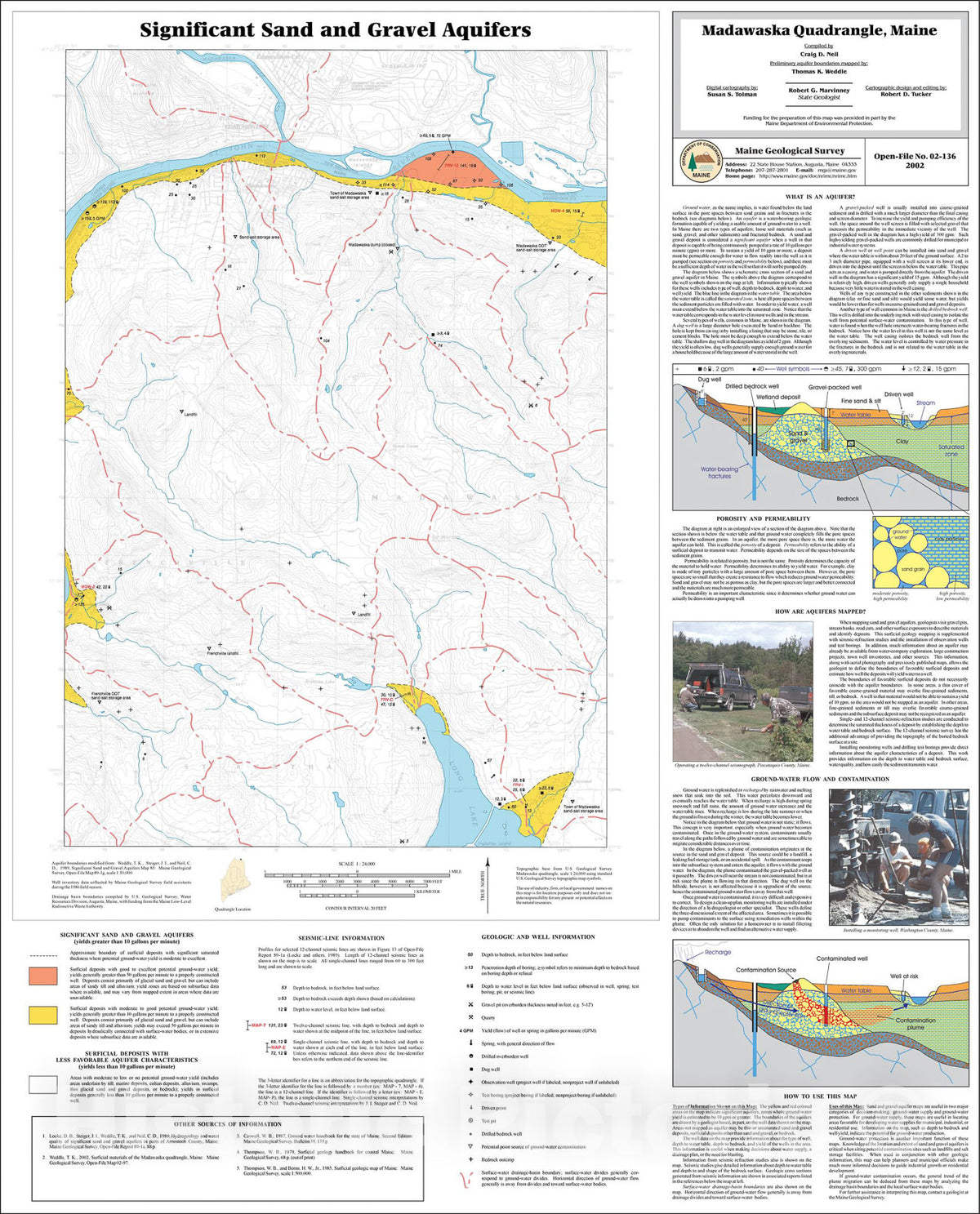 Map : Significant Sand and Gravel Aquifers in the Madawaska Quadrangle, Maine, 2002 Cartography Wall Art :