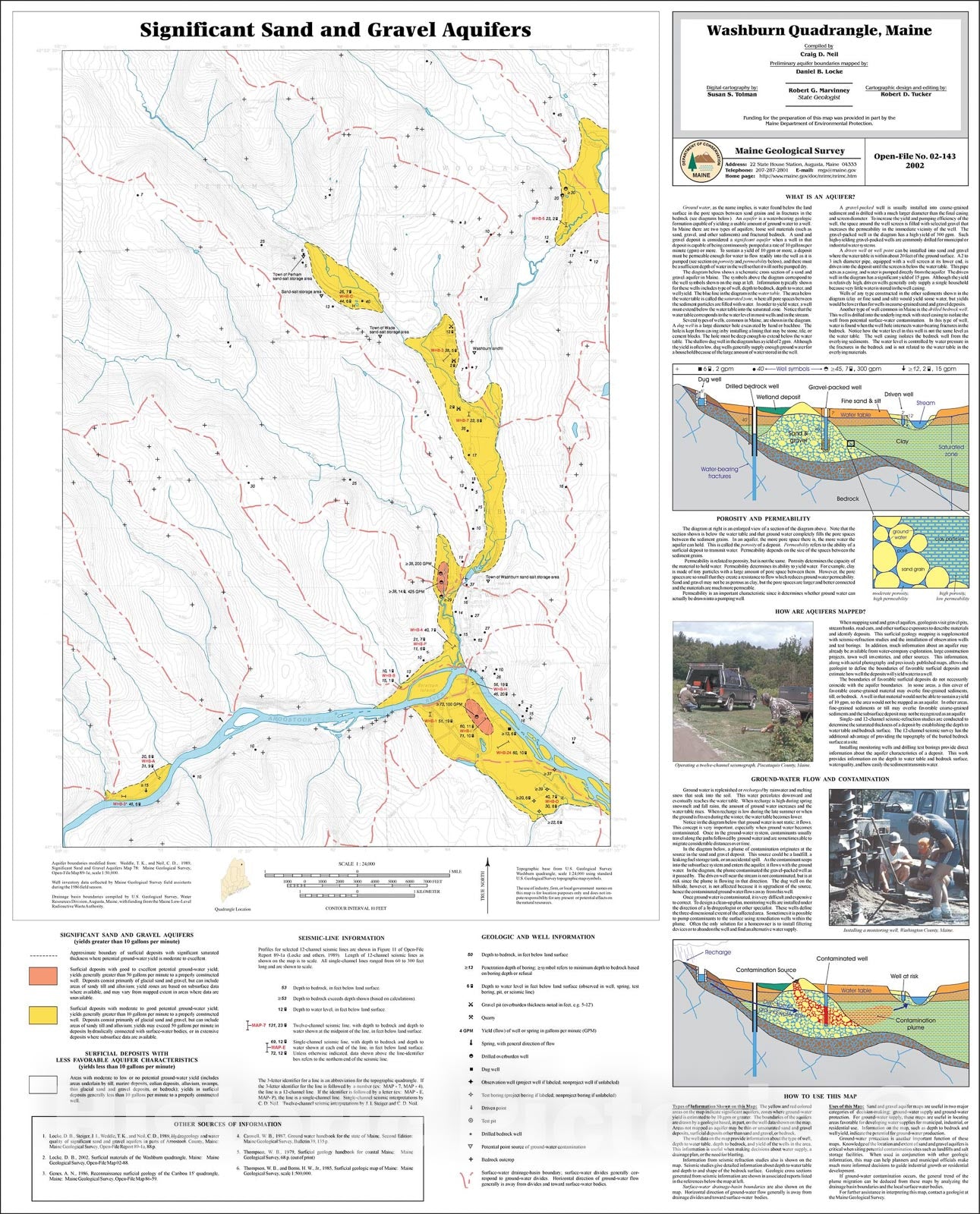 Map : Significant Sand and Gravel Aquifers in the Washburn Quadrangle, Maine, 2002 Cartography Wall Art :