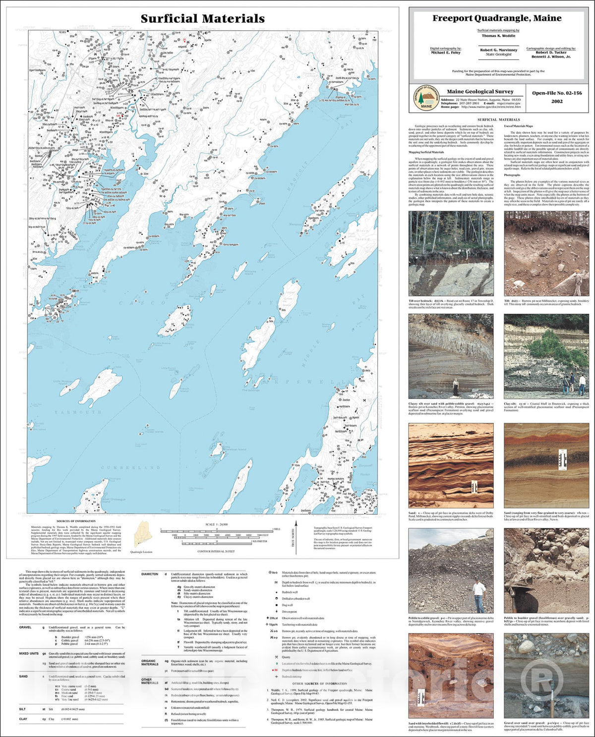 Map : Surficial Materials in the Freeport Quadrangle, Maine, 2002 Cartography Wall Art :