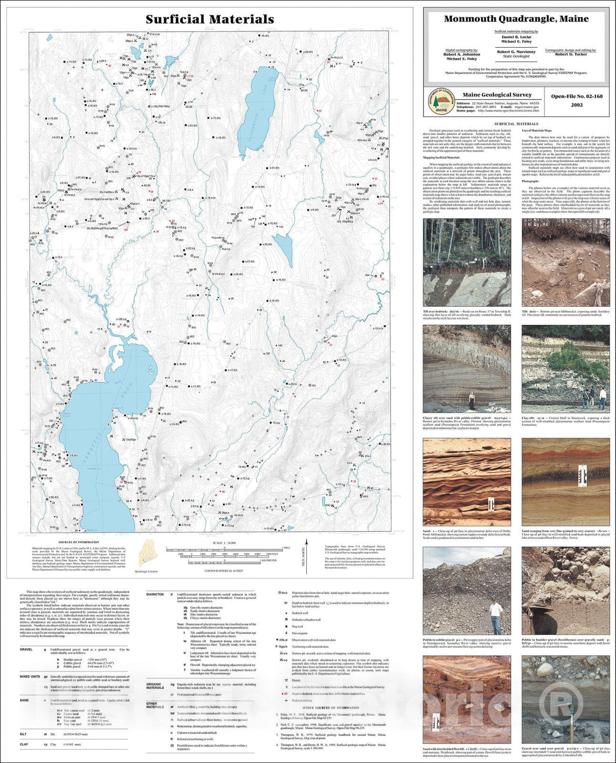 Map : Surficial Materials in the Monmouth Quadrangle, Maine, 2002 Cartography Wall Art :
