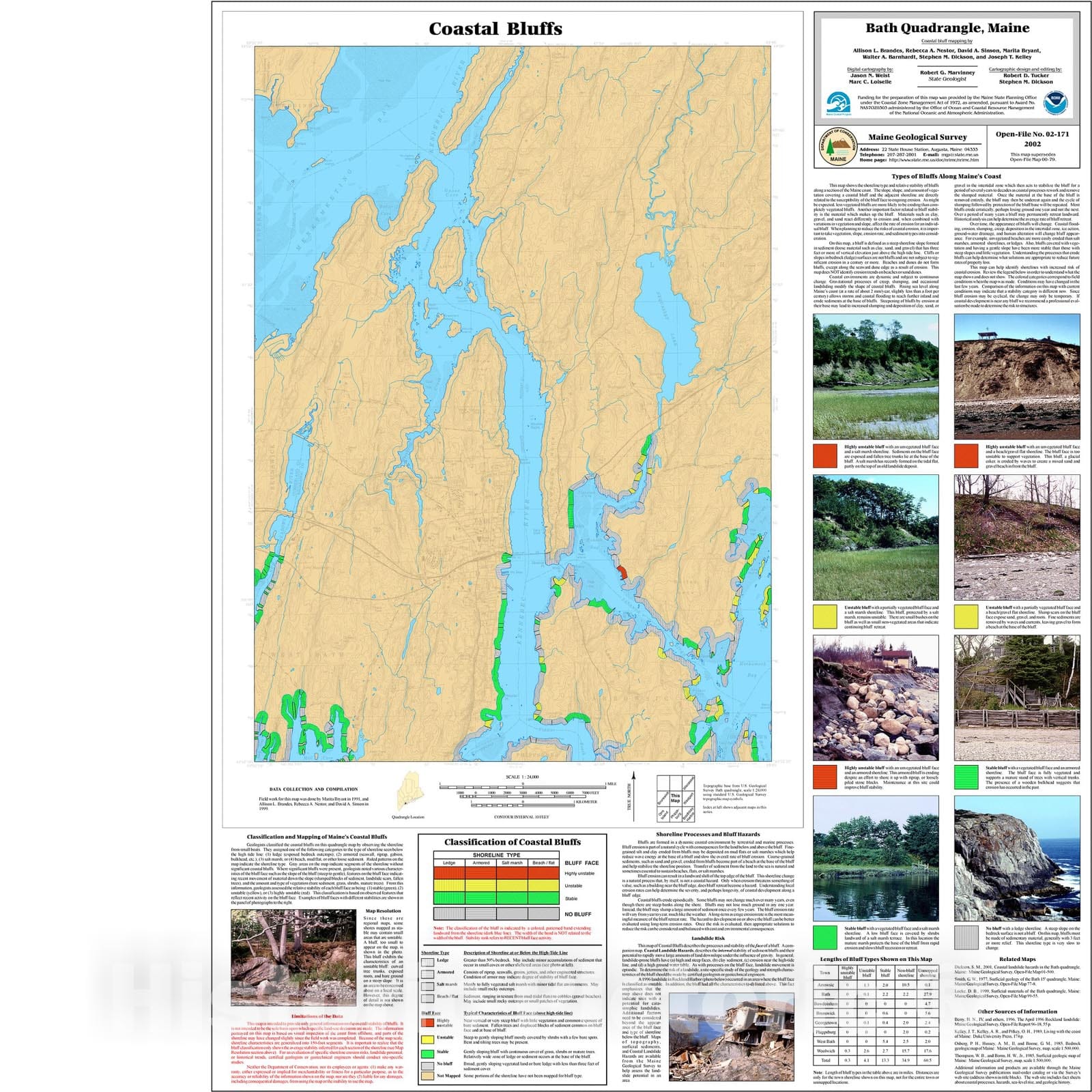 Map : Coastal Bluffs in the Bath Quadrangle, Maine, 2002 Cartography Wall Art :