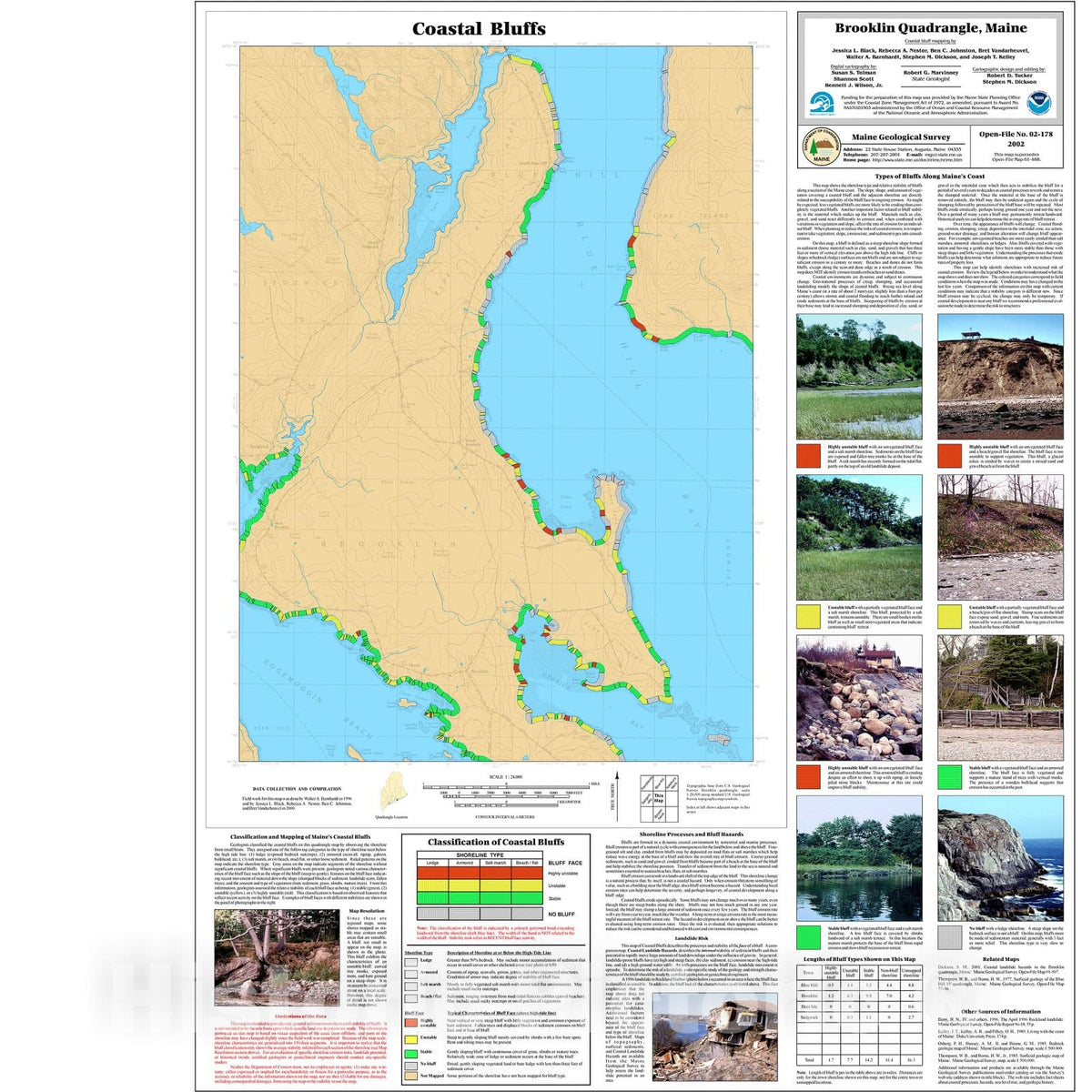 Map : Coastal Bluffs in the Brooklin Quadrangle, Maine, 2002 Cartography Wall Art :