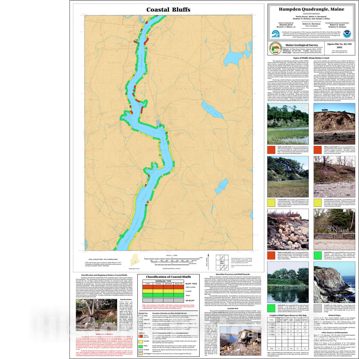 Map : Coastal Bluffs in the Hampden Quadrangle, Maine, 2002 Cartography Wall Art :