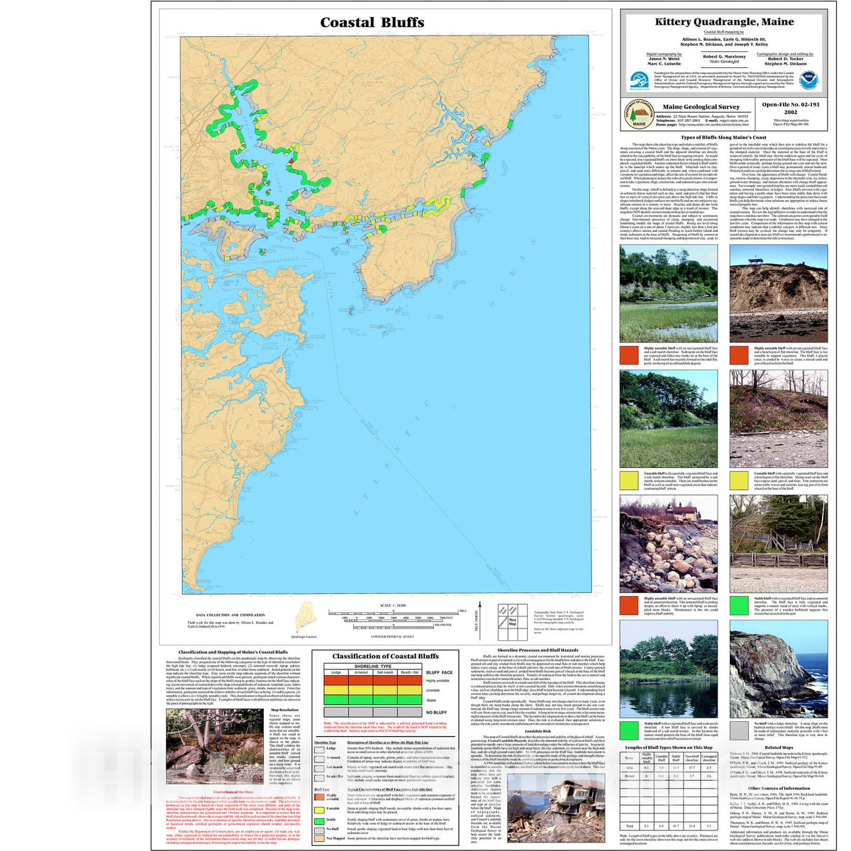 Map : Coastal Bluffs in the Kittery Quadrangle, Maine, 2002 Cartography Wall Art :