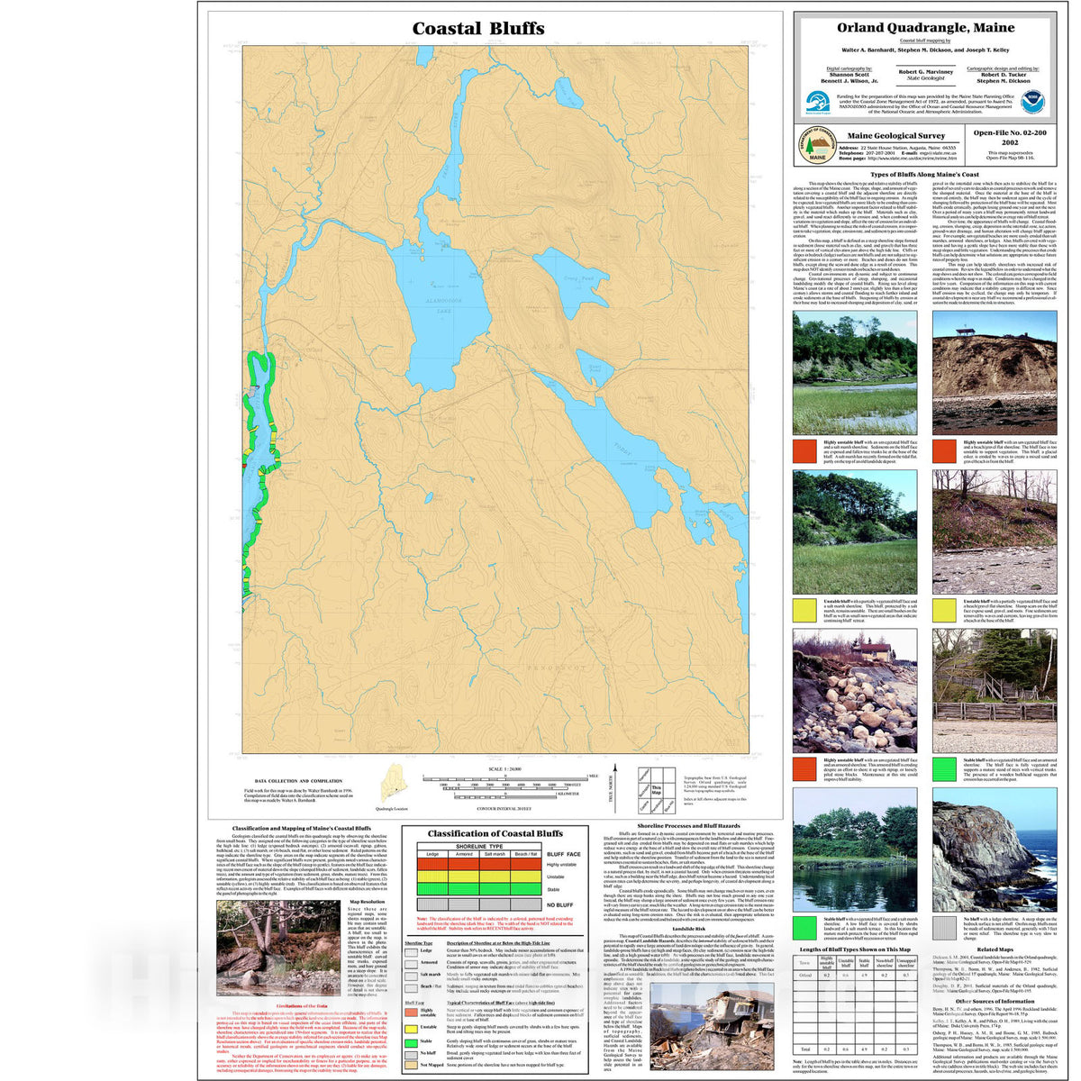 Map : Coastal Bluffs in the Orland Quadrangle, Maine, 2002 Cartography Wall Art :