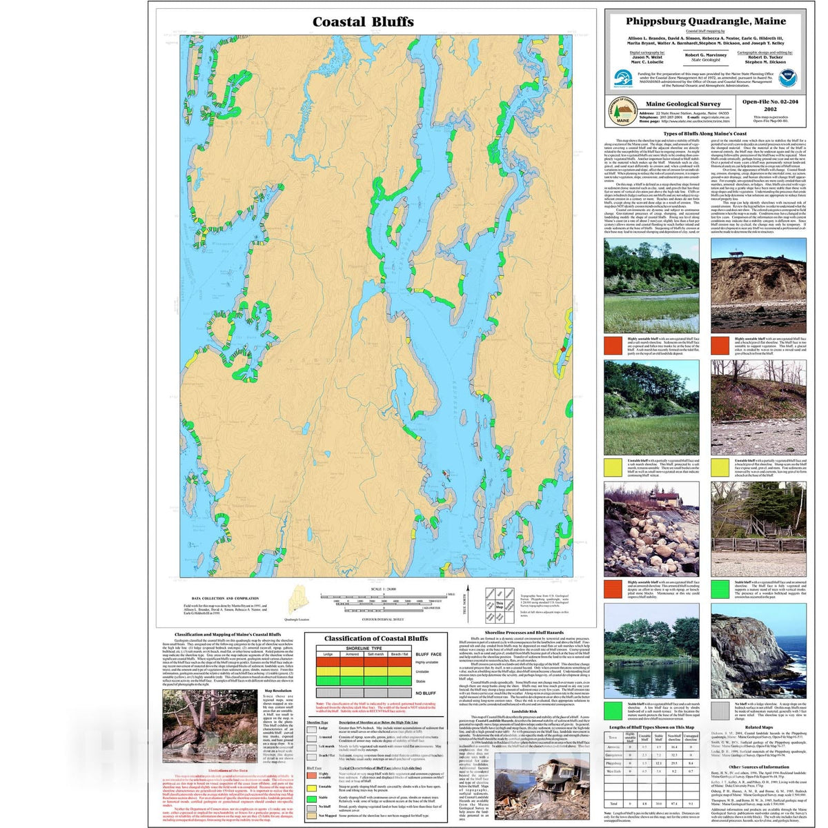 Map : Coastal Bluffs in the Phippsburg Quadrangle, Maine, 2002 Cartography Wall Art :