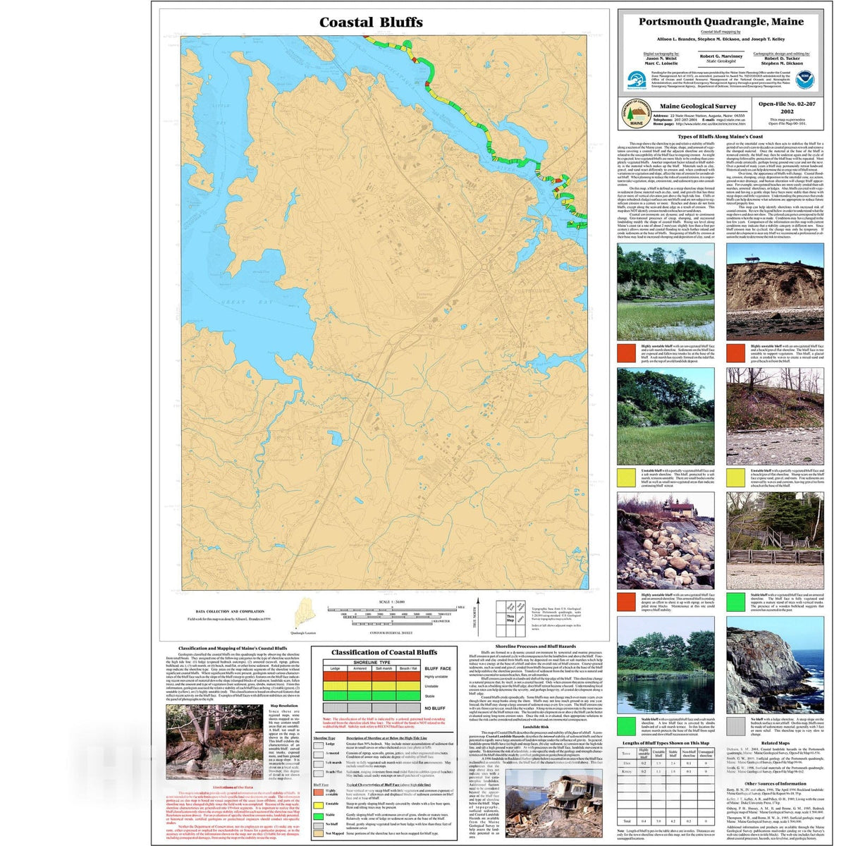 Map : Coastal Bluffs in the Portsmouth Quadrangle, Maine, 2002 Cartography Wall Art :