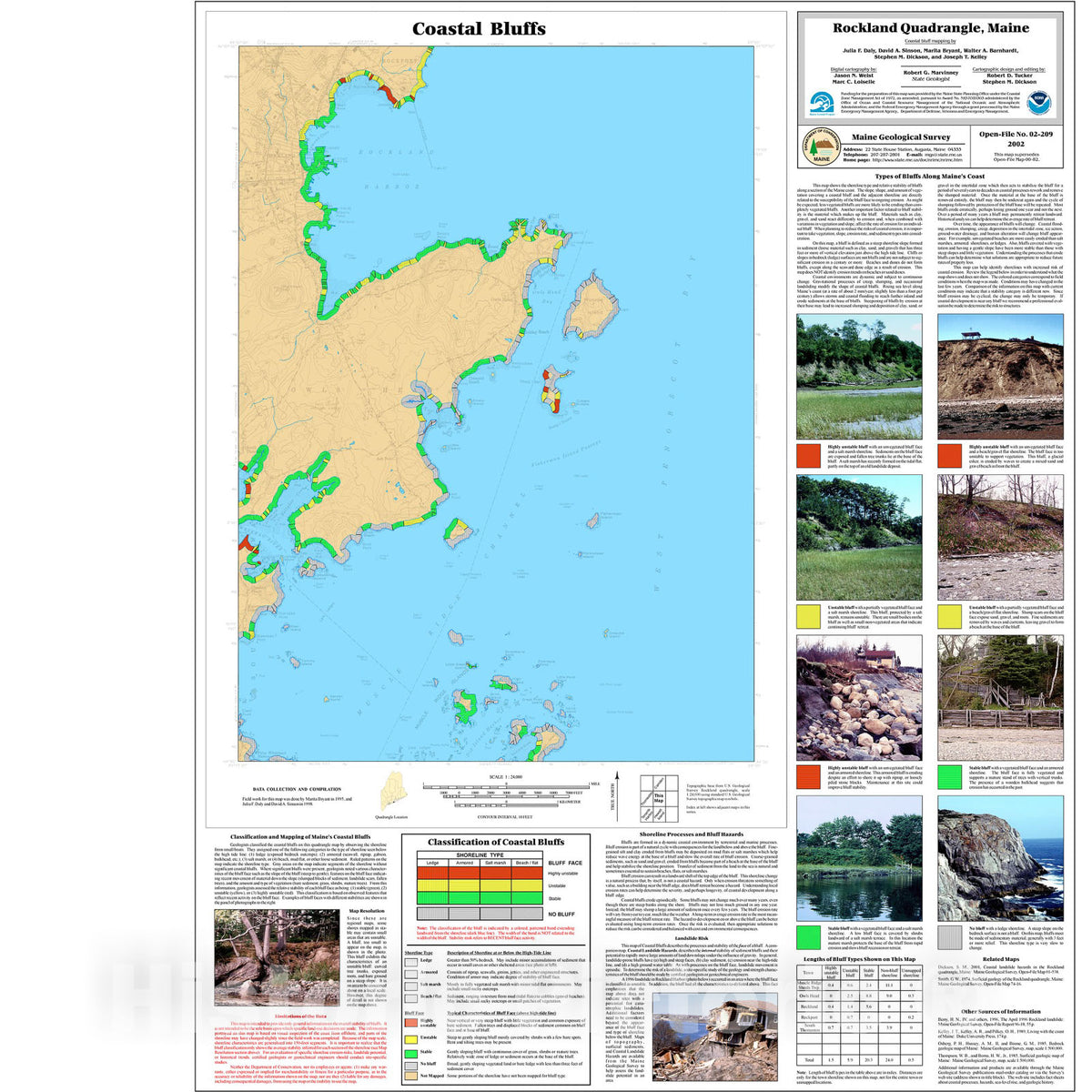 Map : Coastal Bluffs in the Rockland Quadrangle, Maine, 2002 Cartography Wall Art :