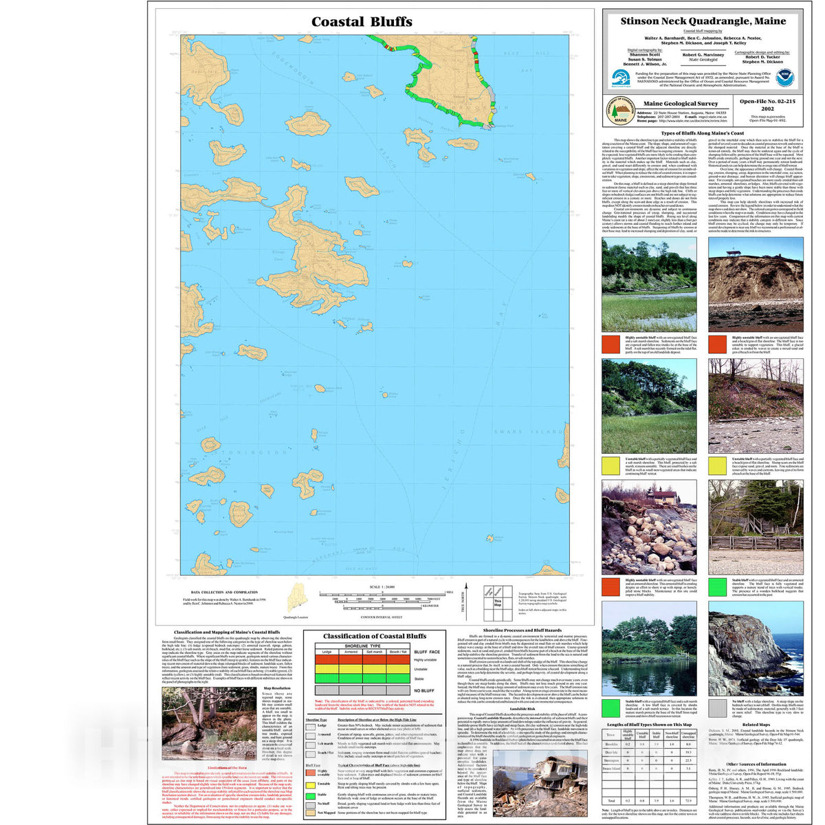 Map : Coastal Bluffs in the Stinson Neck Quadrangle, Maine, 2002 Cartography Wall Art :